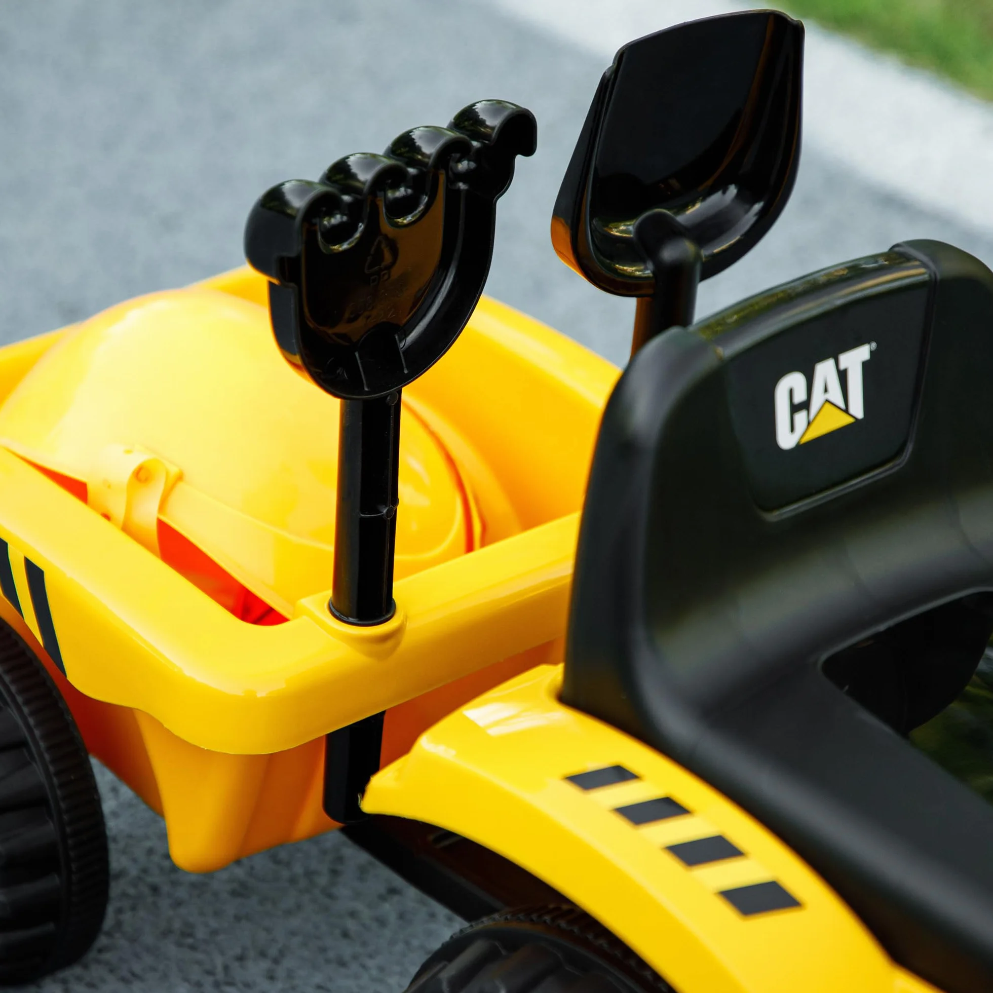 AIYAPLAY Camion Giocattolo per Bambini 12-36 Mesi con Pala e Rimorchio Integrati, Escavatore per Bambini Cavalcabile in PP e Metallo, 91x29x44 cm, Giallo