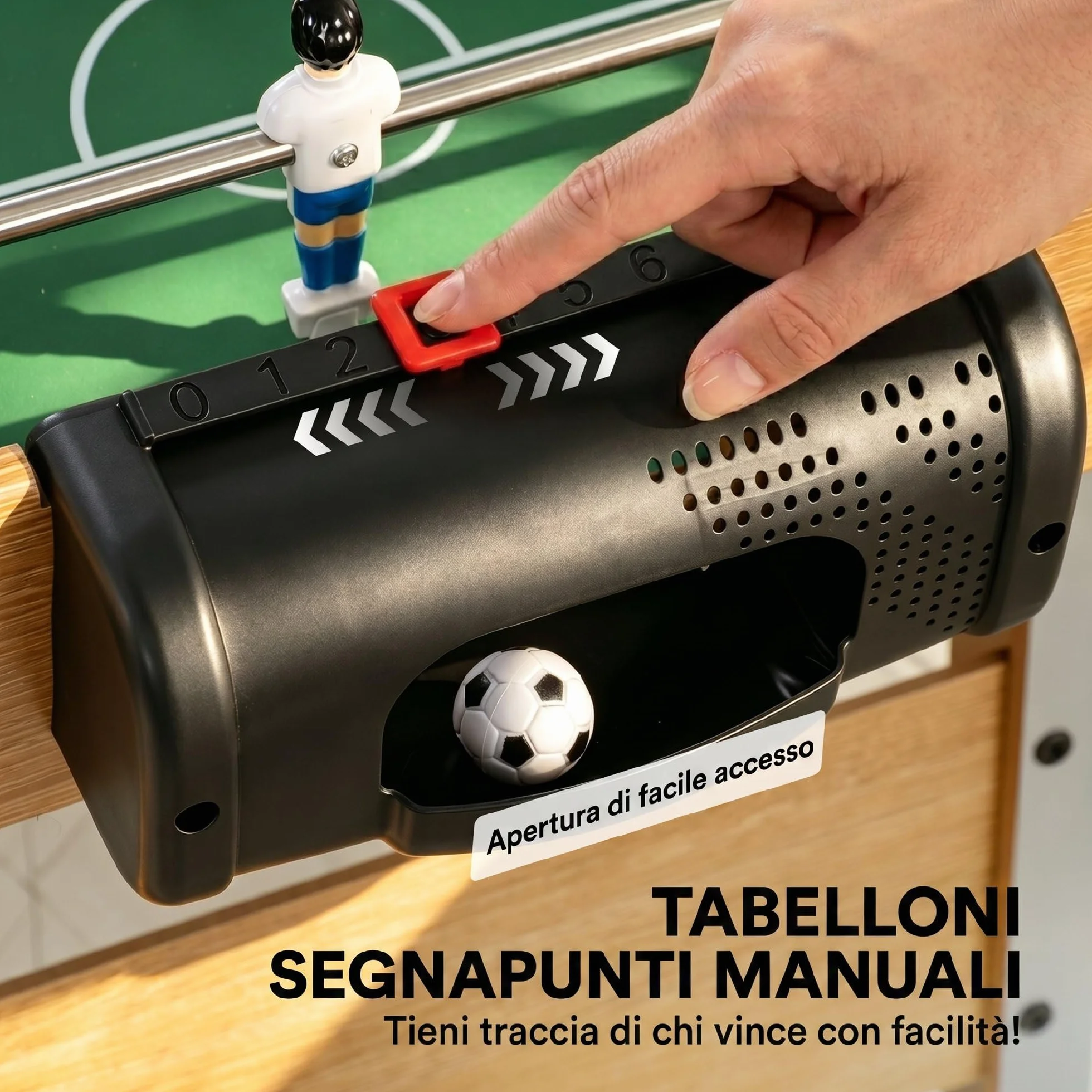 SPORTNOW Calcio Balilla, Biliardino da Casa con 22 Giocatori, 8 Aste, 2 Palline, Segnapunti, Maniglie Antiscivolo, Calcetto Balilla per Famiglia Adulti per Scuola Feste, 109x77x72 cm, Rovere