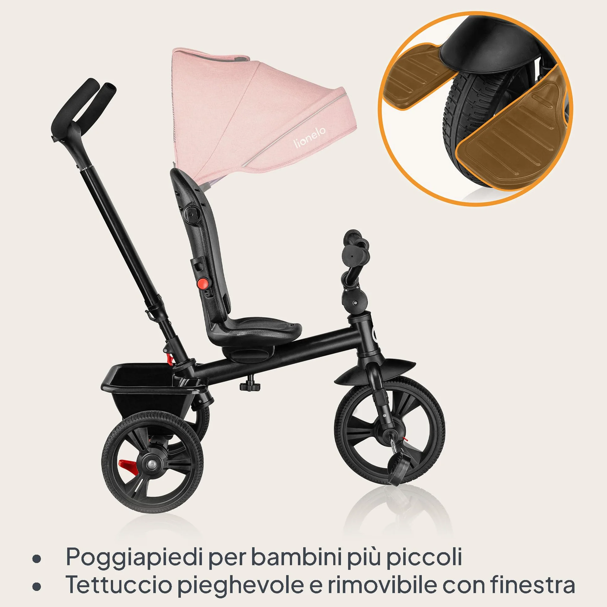 Lionelo Haari 2 in 1 Triciclo bici e passeggino fino a 25kg, Pieghevole, Fronte mamma e fronte strada, Regorabile compatto con Borsa e portabibite, Cinture a 3punti Triciclo per bambini da 1 a 5 anni