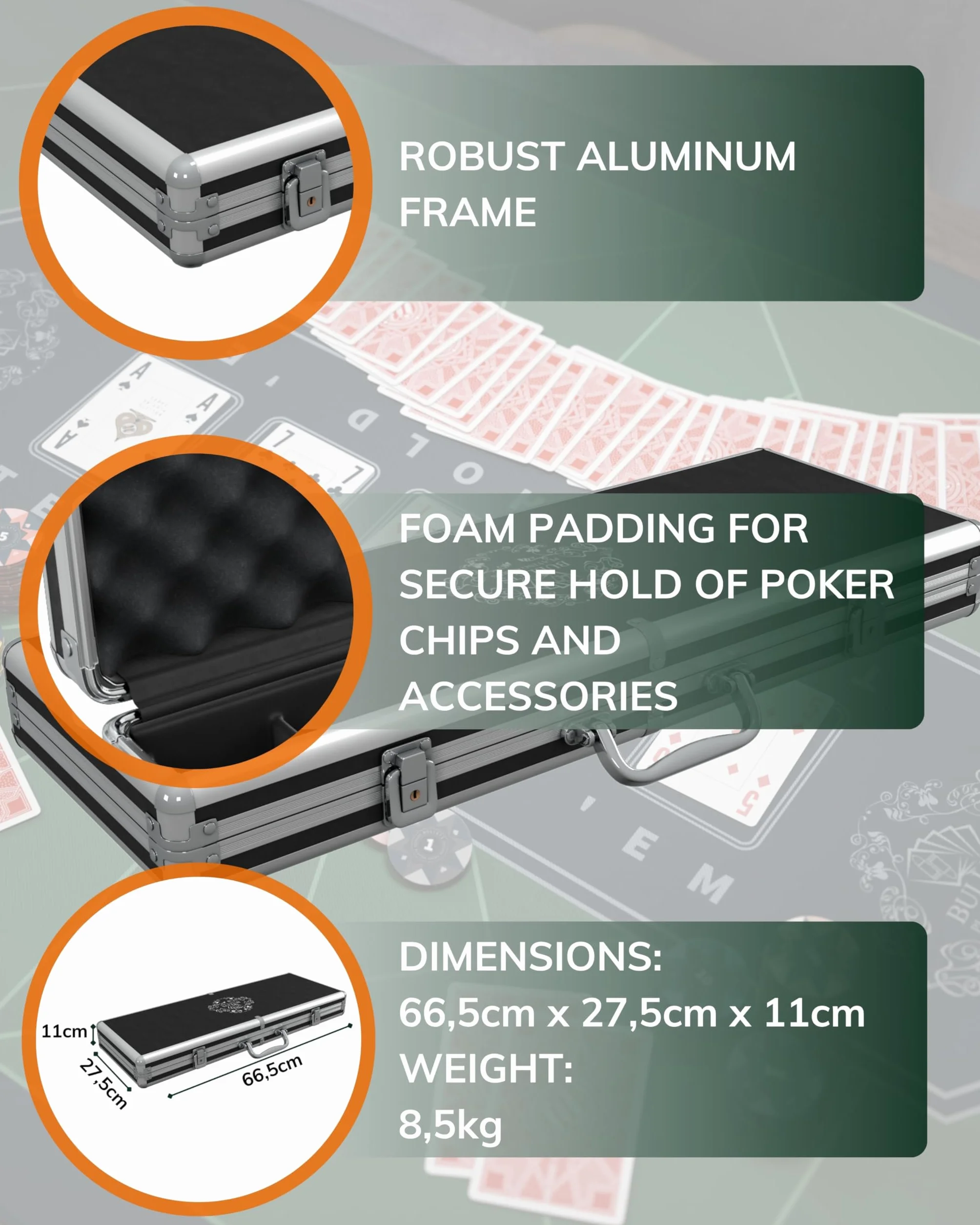 Poker Set Deluxe con 500 fiches Carmela Clay e Carte da Poker Bullets Playing Cards