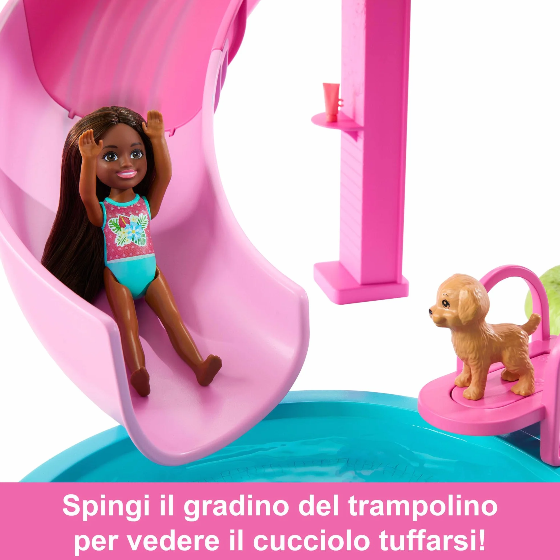 Barbie - Piscina dei Sogni, set con 6 aree di gioco tra cui scivolo e idromassaggio, cuccioli, galleggianti e oltre 20 accessori inclusi, giocattolo per bambini, 3+ anni, JKG83