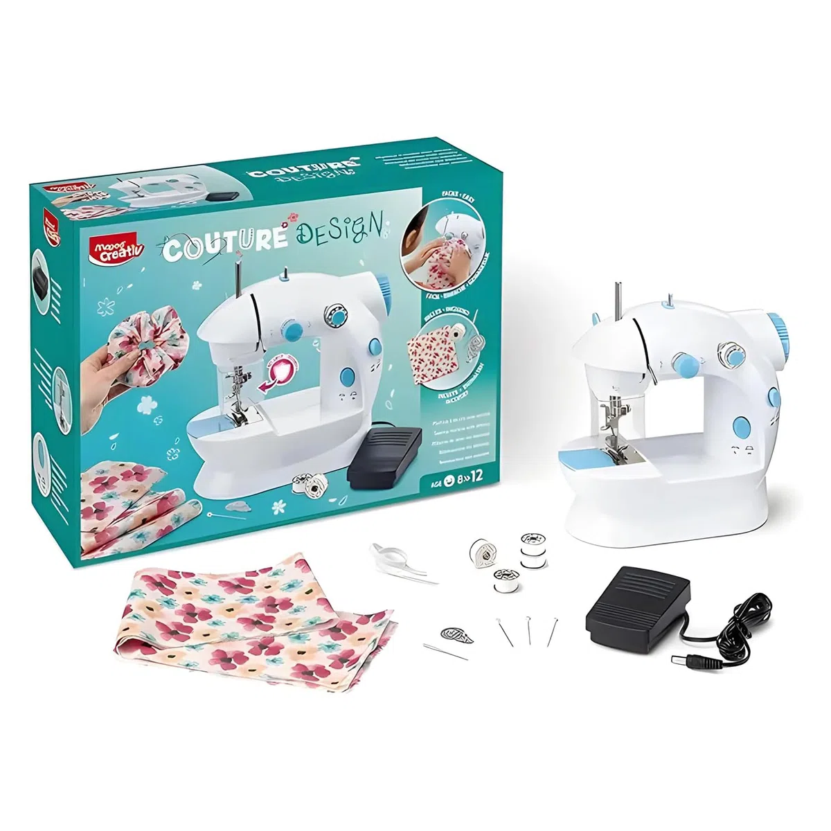 Maped Creativ - Macchina da cucire per bambini - Couture Design - Completamente sicura - A partire dagli 8 anni - Mini macchina da cucire portatile con tutti i materiali necessari per l'uso