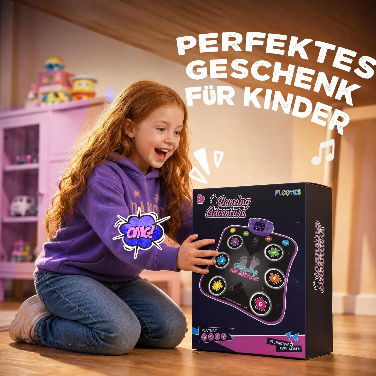 Hot Bee Tappetino da Ballo Bambini 3 4 5 6 7 8 9 Anni, Regali Bambini 3-12 Anni, Tappetino da Ballo Musica con Bluetooth, Giocattoli Bambini da 3 4 5 6 7 8 9 Anni