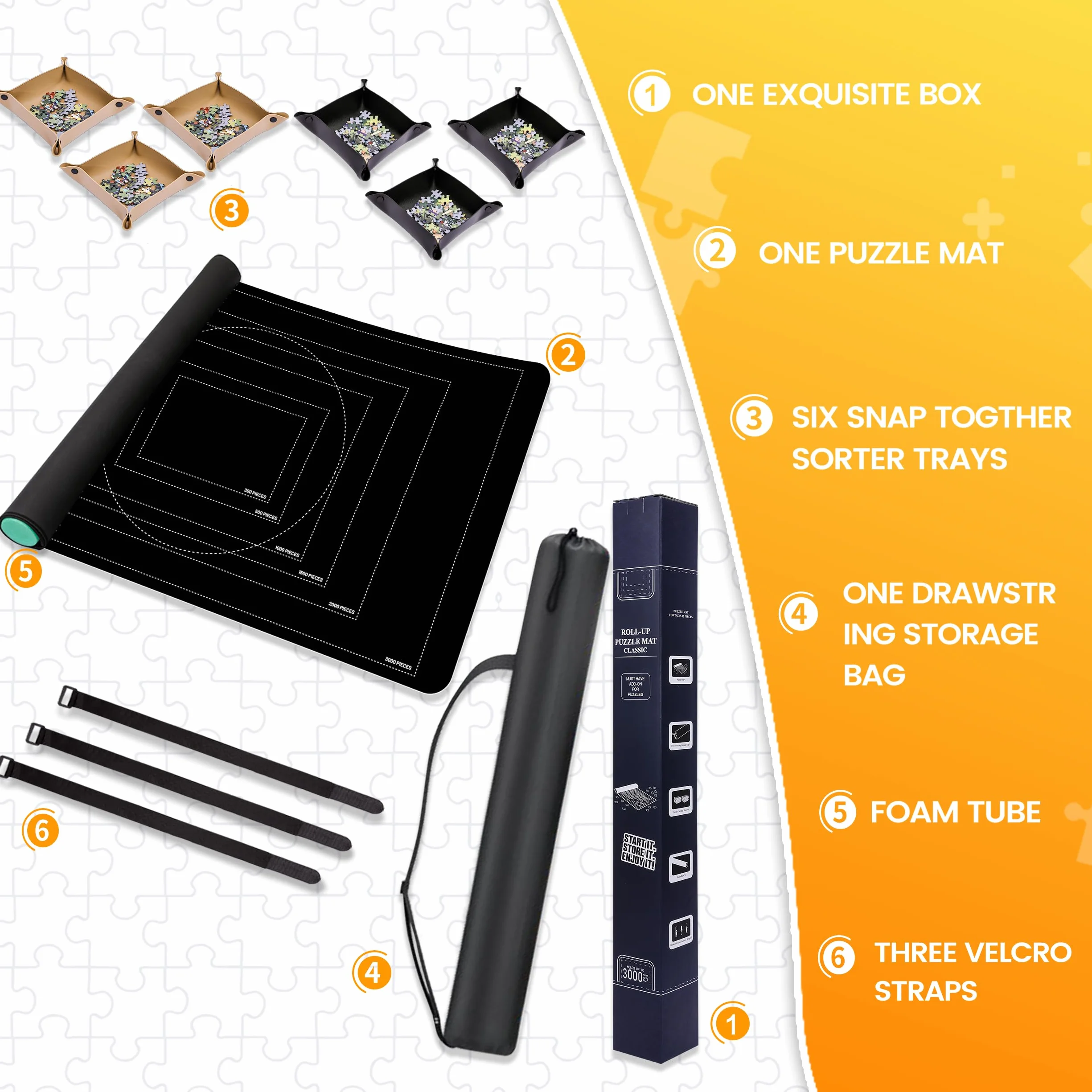 Tappetino per 3000 2000 1500 1000 Pezzi, Tappeto per Puzzle, Roll Up Tavolo Jigsaw Puzzle Mat Storage Accessories per Adulti.