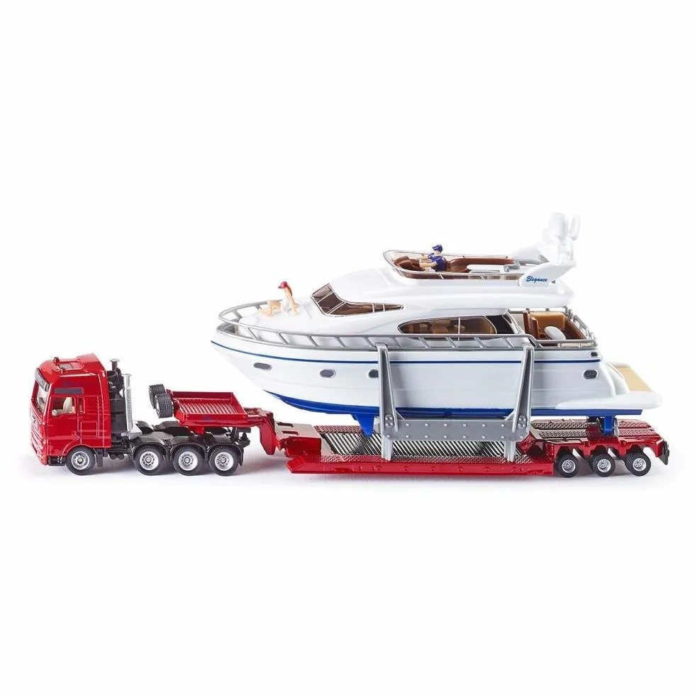 Siku 1849 Autocarro con Yacht Semirimorchio Ribassato 1:87 Metallo Plastica Ruote in Gomma