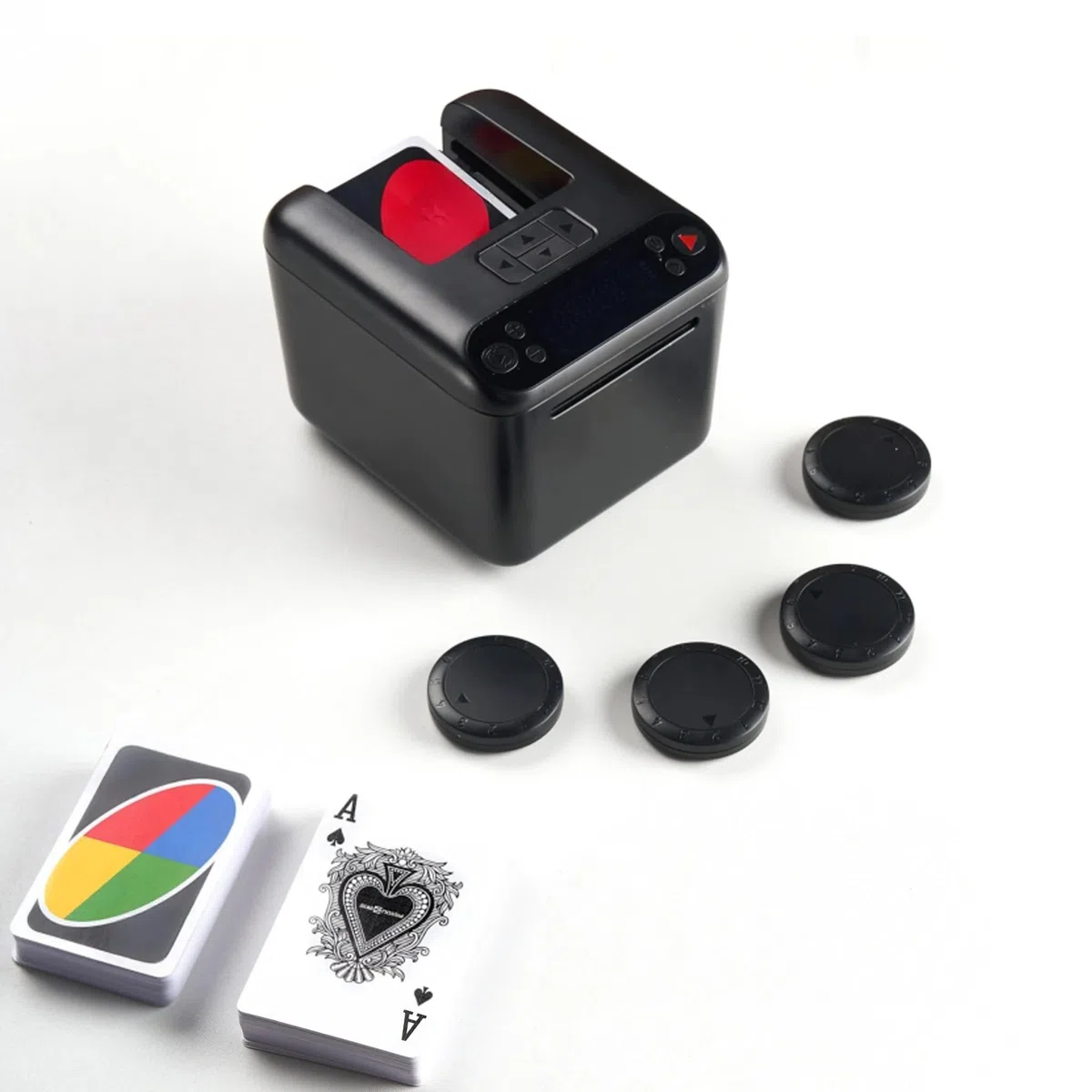 Macchina per la Distribuzione Automatica di Carte Elettrica Poker UNO 3 Mazzi 4 Pulsanti Texas Hold'em