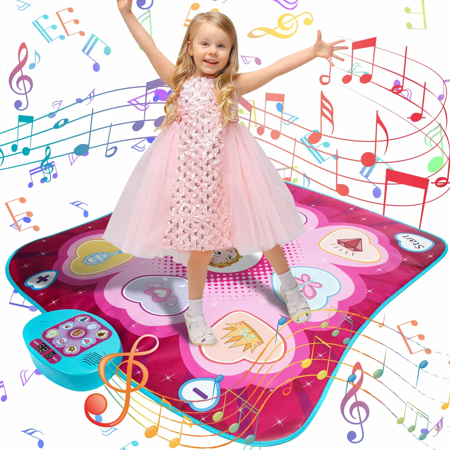 JUYOUNGA Tappetino da Ballo per Bambini, Tappetini da Ballo Bambina Giocattolo Tappeto Musicale da Ballo, modalità Piano,Volume Regolabile,Regali Compleanno per Ragazzi Ragazze 3 4 5 6+