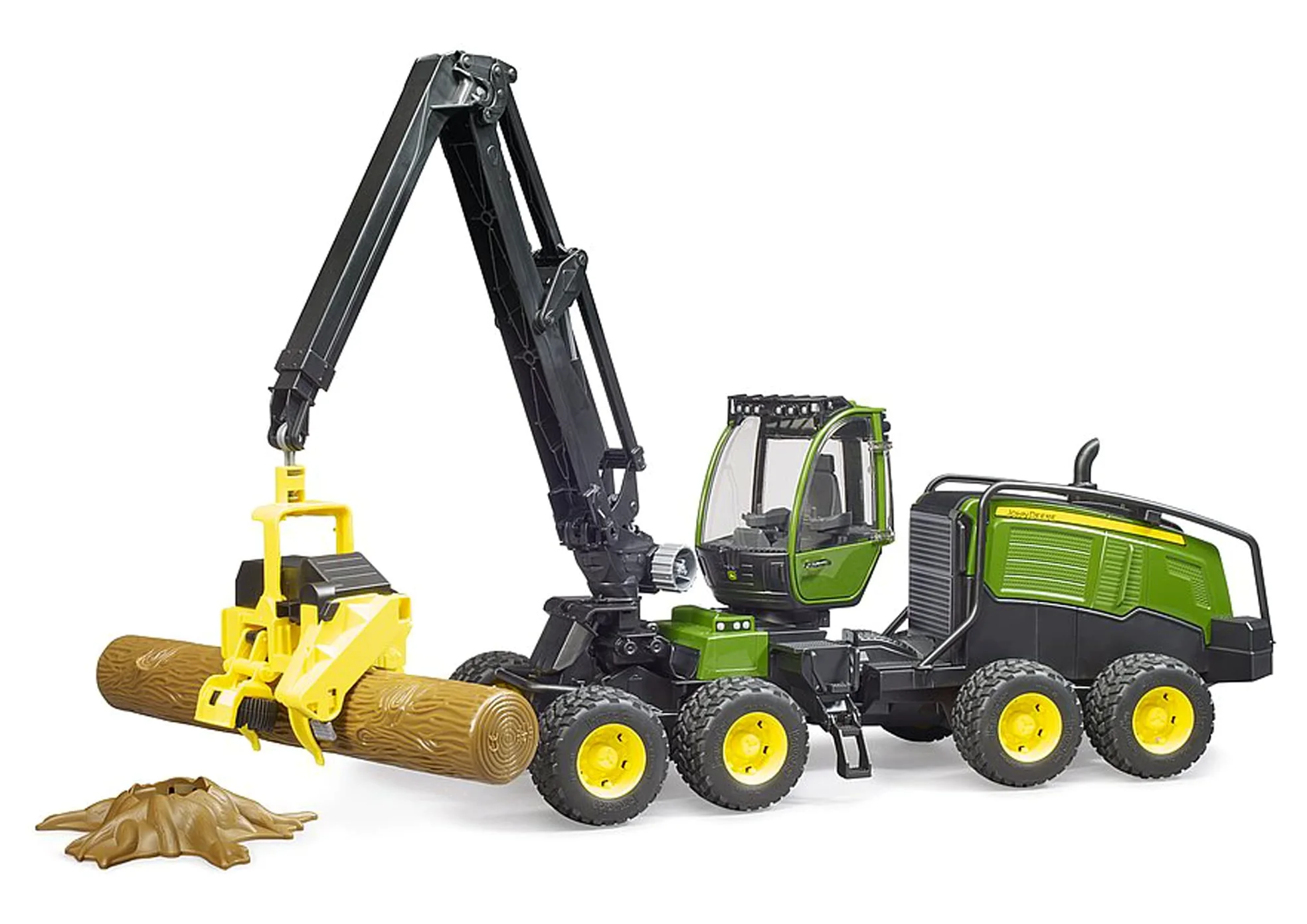 bruder 02135 - Mietitrice John Deere 1270G con 1 tronco, trattore, trasportatore di legname, giocattolo