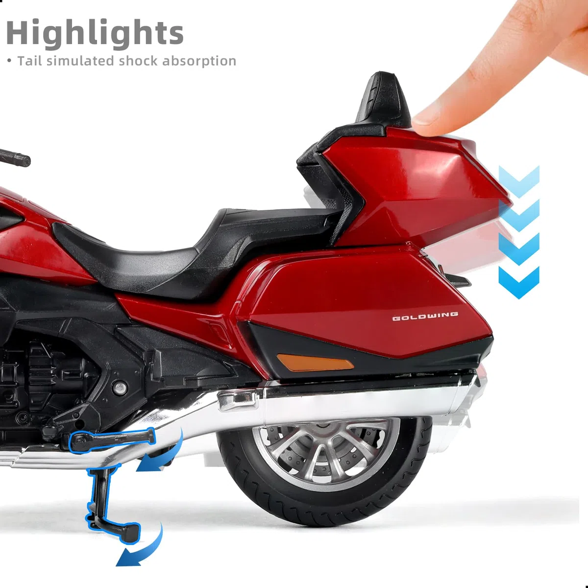 1:12 Modellino di moto giocattolo compatibile per Honda Glodwing metallo pressofuso con modello di moto nessun assemblaggio richiesto mini regalo pronto per adulti (rosso)