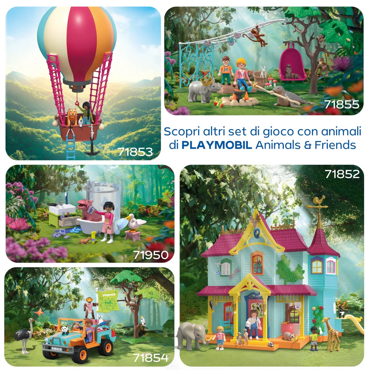 PLAYMOBIL | Animals & Friends | Zoo Parco avventura con animali | 3 piattaforme con funivia e ponte sospeso | gioco per bambini dai 4 anni in su | 72070