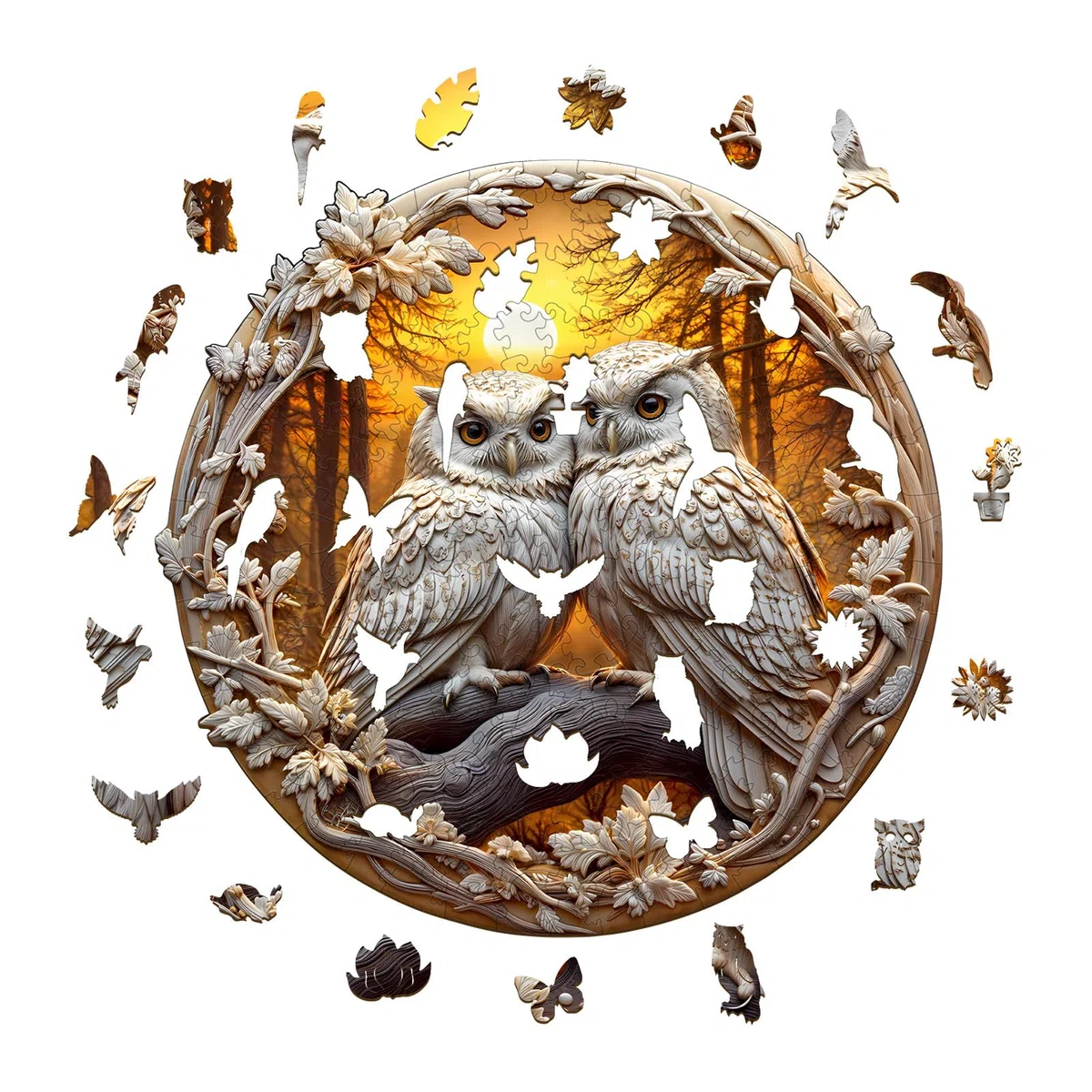 Puzzle in legno per adulti, 300 pezzi, con gufo 3D, puzzle in legno, 34 x 33,5 cm, puzzle in legno irregolare, unici a forma di animale, per adulti, bel regalo per la famiglia e gli amici