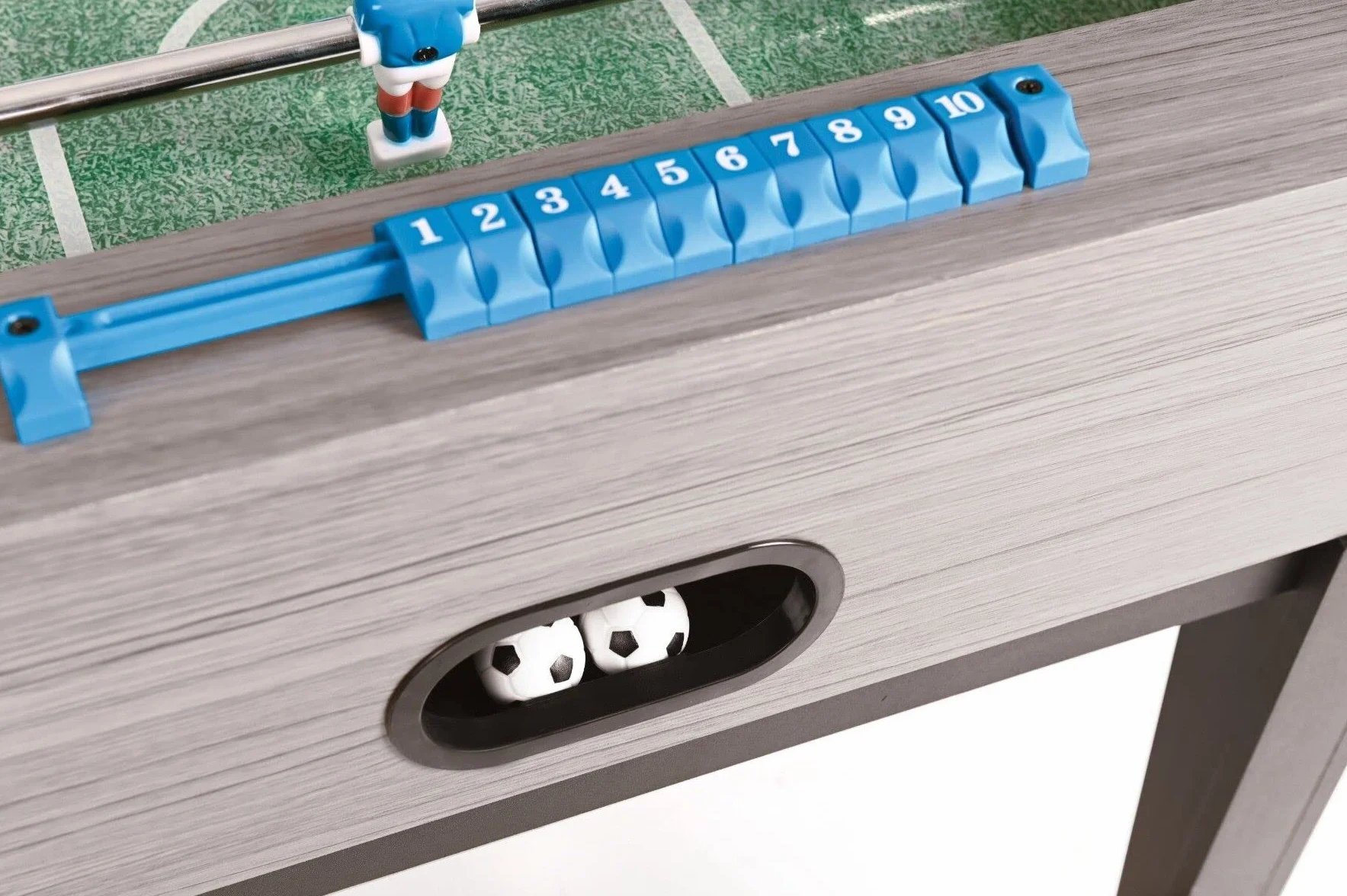 Garlando [Calcio balilla F-ZERO Rovere Grigio] Biliardino Calcetto Da Tavolo Con Aste Telescopiche Rientranti O Aste Uscenti Campo Effetto Erba Segnapunti Integrato Palline Icluse