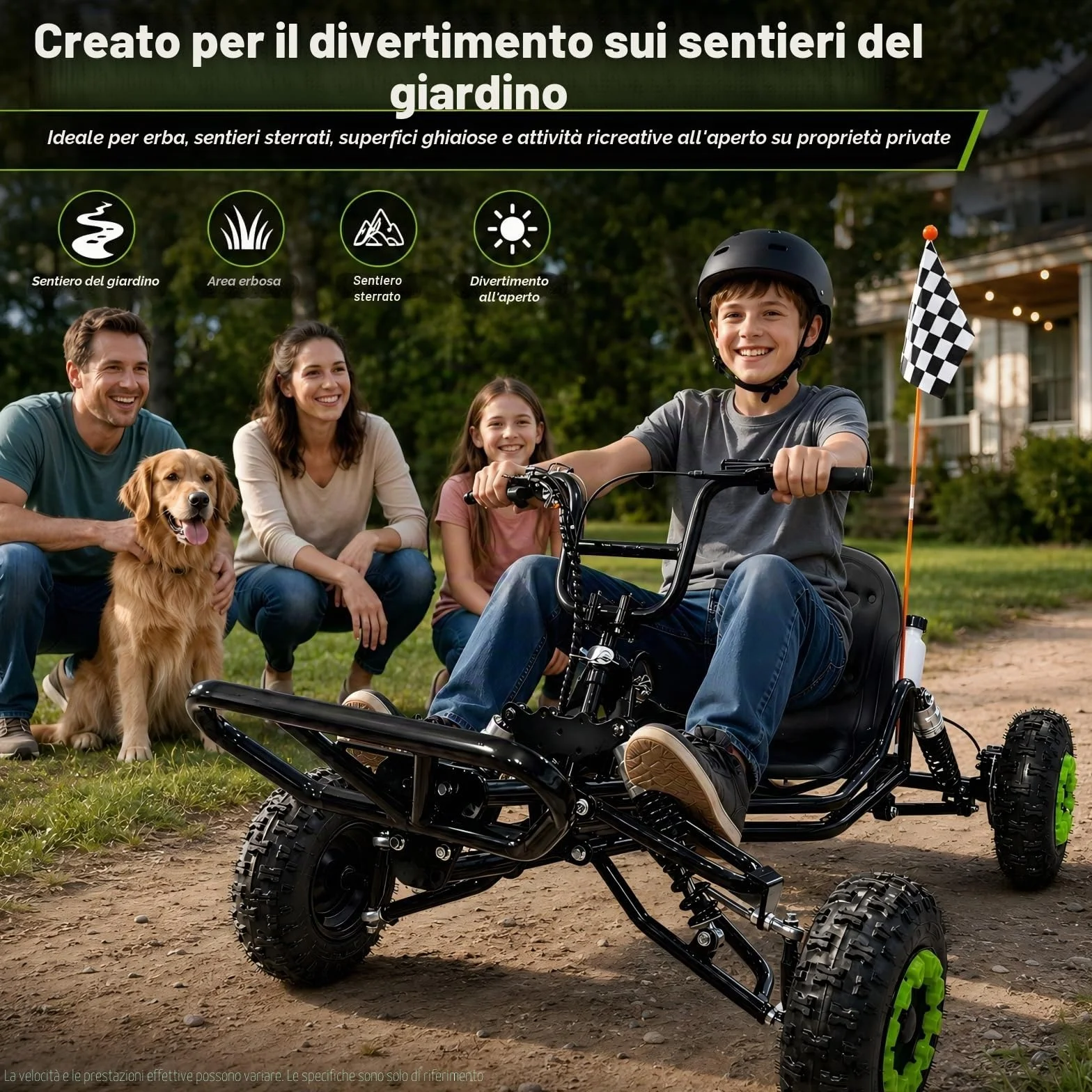 Zyliathor Gas Offroad Go Kart, pneumatici da 6 pollici, freno a disco idraulico, capacità massima 180 kg, fuoristrada/terreno privato, rosso