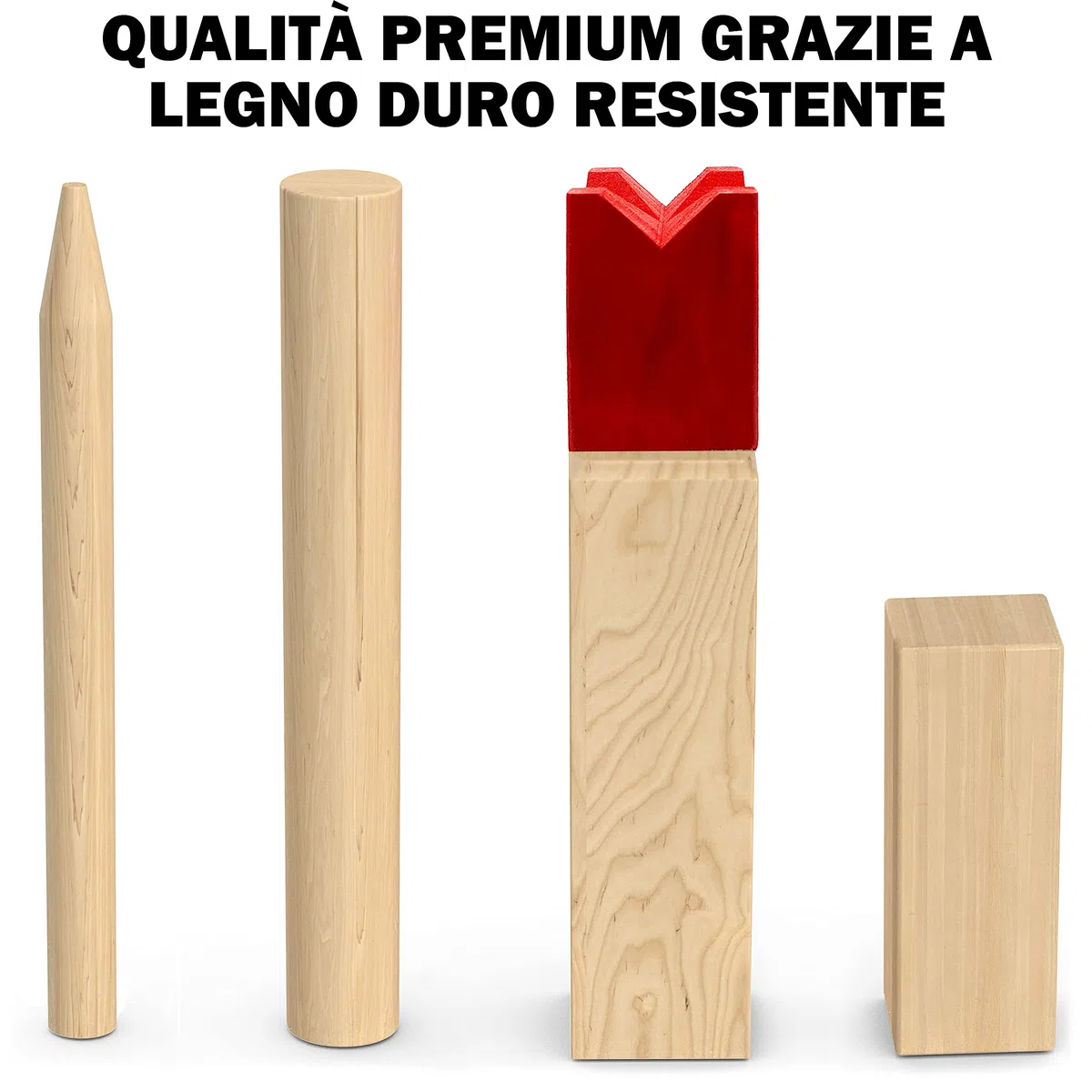 PHIBER-SPORTS Kubb - Scacchi vichingo in legno di alta qualità - con pratica borsa per il trasporto - Gioco per esterni - Gioco in legno per bambini e adulti