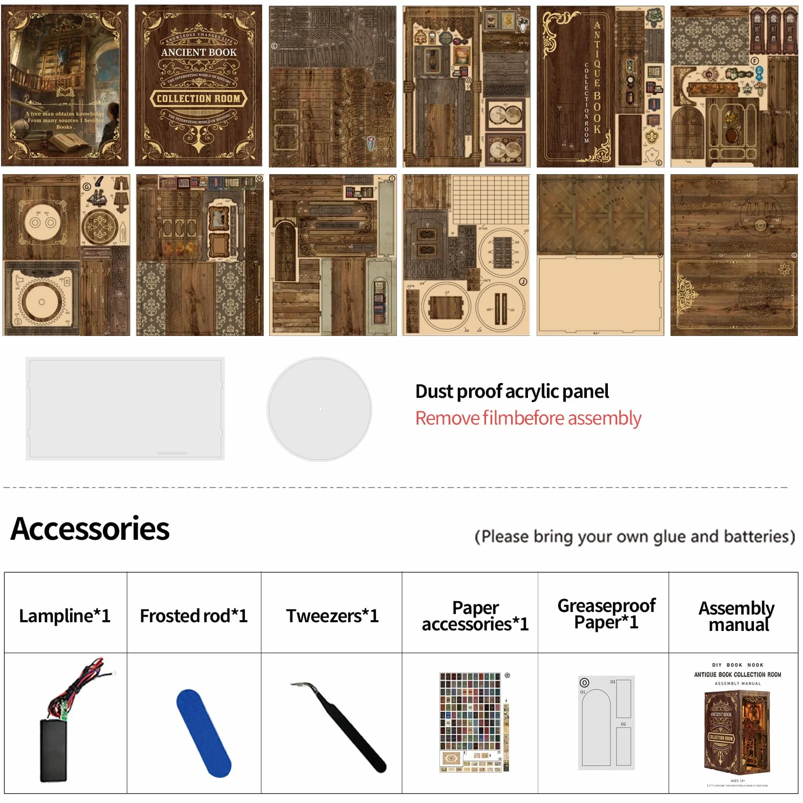 Kit Diy Book Nook, Collezione Di Libri Vintage, Puzzle In Legno In Miniatura Fai Da Te Con Luce Led, Idea Regalo Creativa Per Adulti e Adolescenti a Partire Dai 14 Anni, Biblioteca