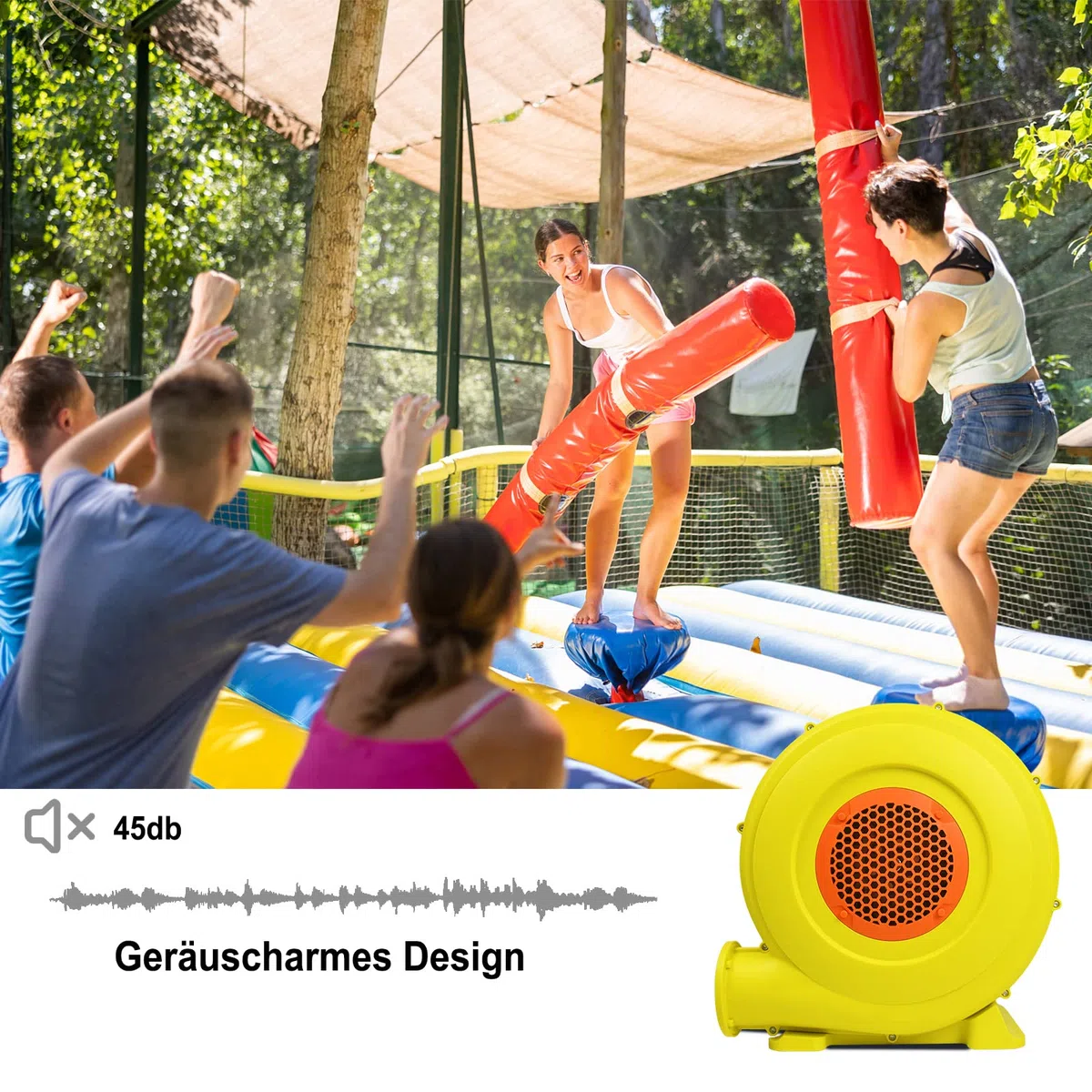 UISEBRT Pompa ad aria elettrica gonfiabile, soffiatore d'aria con grande fondo e apertura dell'aria, ventilatore portatile, soffiatore permanente per giocattoli gonfiabili