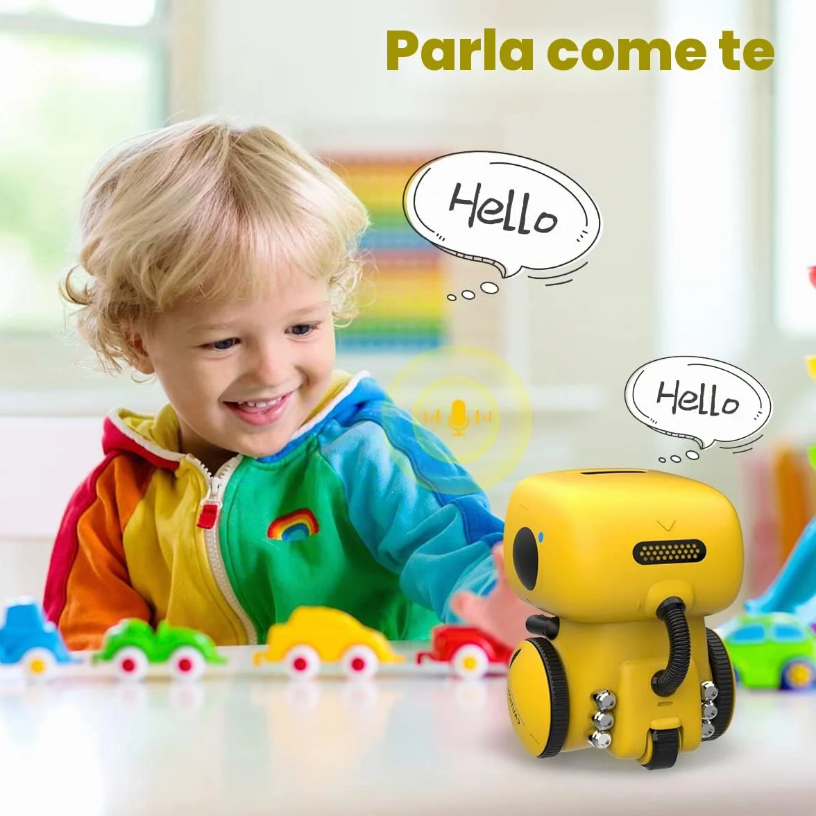 REMOKING Robot intelligente giocattolo per bambini, robot interattivo, giocattolo educativo, regalo per ragazzi e ragazze (giallo)