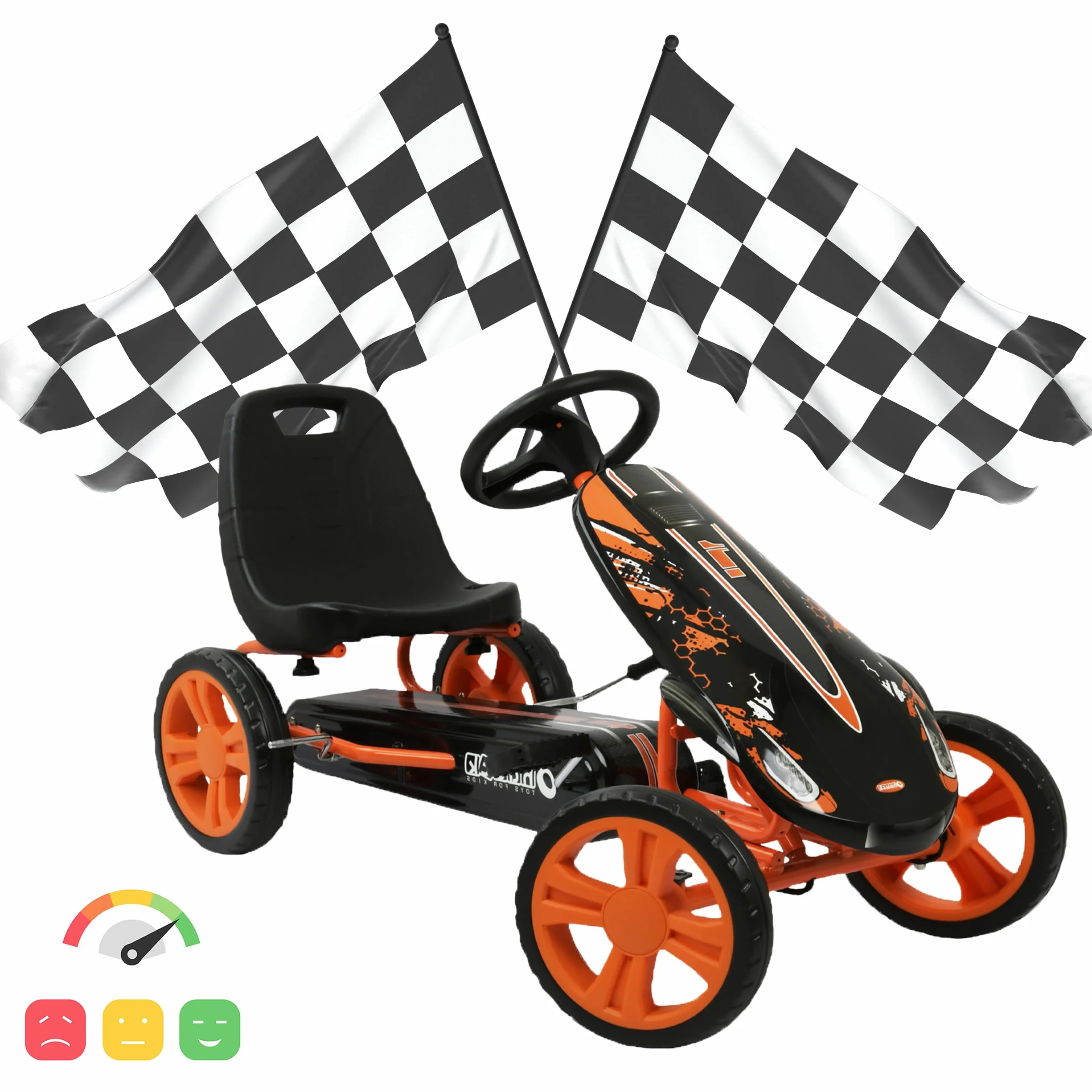 Hauck Speedster Go Kart a Pedali per Bambini 4-50 kg 90-110 cm Freno a Mano Sedile Regolabile Ruote EVA Telaio Acciaio