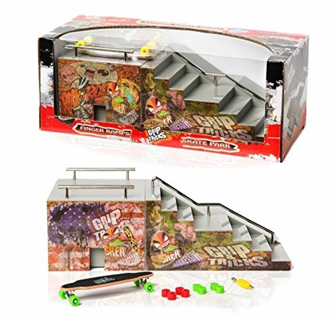 FUNBOX Grip & Tricks Ringhiere Finger Skateboard Cruiser Board 28x12x10 cm