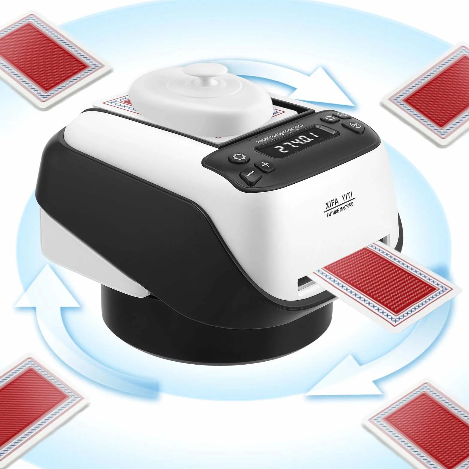 Distributore Automatico di Carte, Distributore Elettrico di Carte, Distributore di Carte Rotante a 360°, Macchina per L'invio di Carte Fino a 8 Giocatori, per Poker, UNO, Blackjack, Texas Hold'em