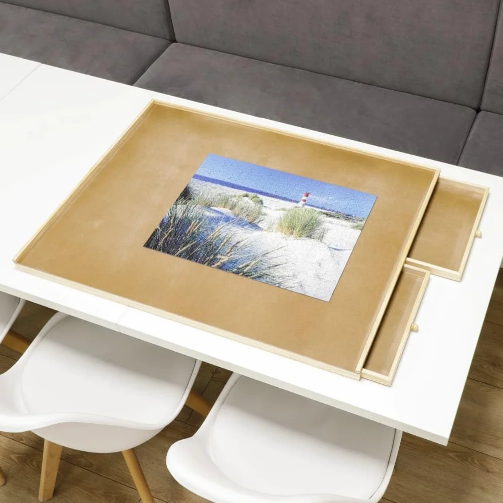 HI Tavolo per Puzzle con 4 Cassetti 76x57x4,5 cm in Legno