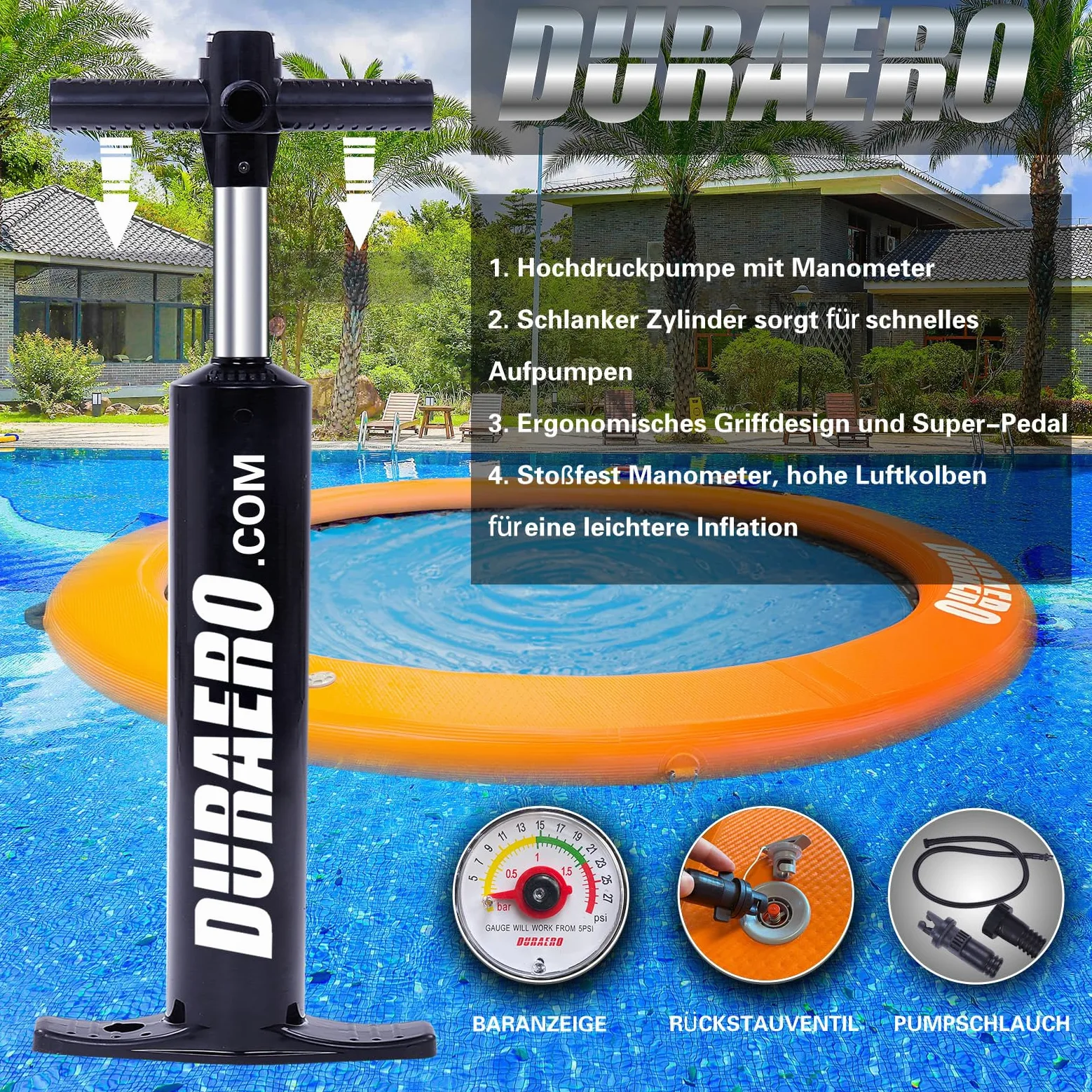 Amaca Gonfiabile ad Acqua Rotonda 245cm – Isola Galleggiante in PVC Drop-Stitch per 2–6 Persone, Piattaforma da Nuoto per Lago e Piscina, Lettino Galleggiante con Rete, Corda, Ganci e Maniglie