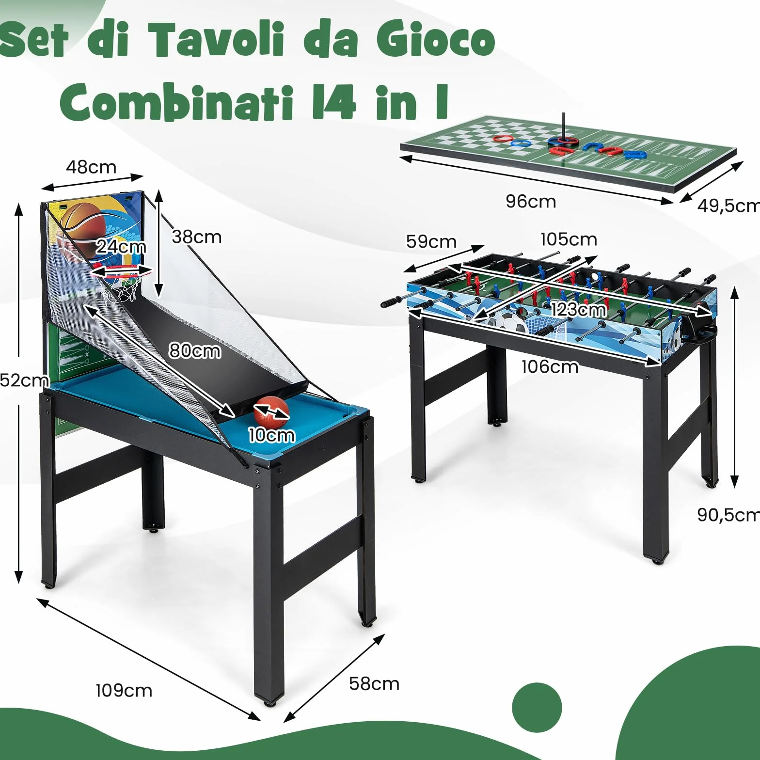 COSTWAY 15 in 1 Set da Tavolo da Gioco Combo, Tavolo Multigioco Basket Calcetto Hockey Biliardo Ping Pong Bowling Shuffleboard ecc, Set Combinato per Giochi Multipli per Bar Casa Ufficio