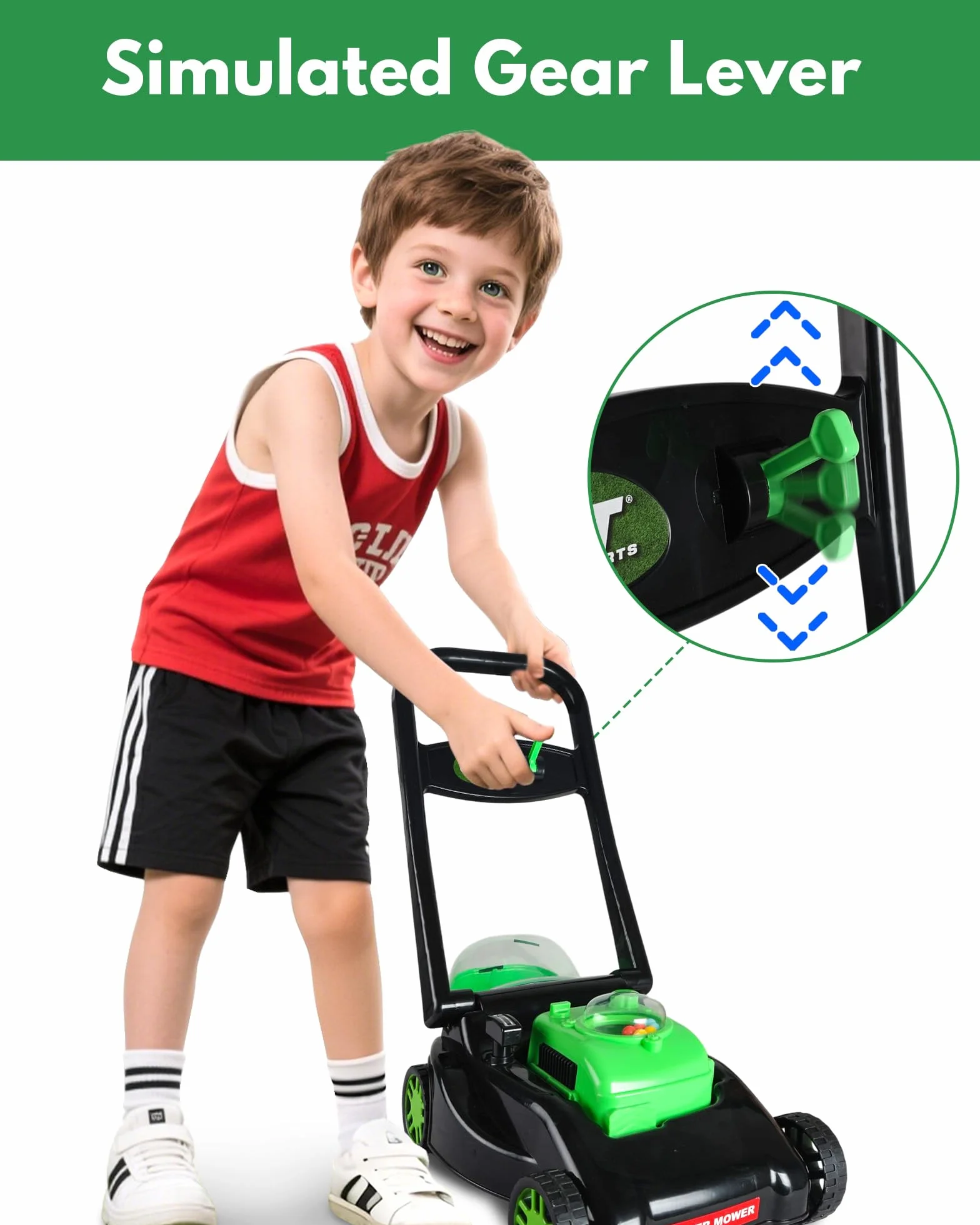 Kids Lawn Mower with Realistic Grass-Cutting Action And Sounds–No Batteries Required | Kids Lawn Mower，Fun Outdoor Push Toy for Kids