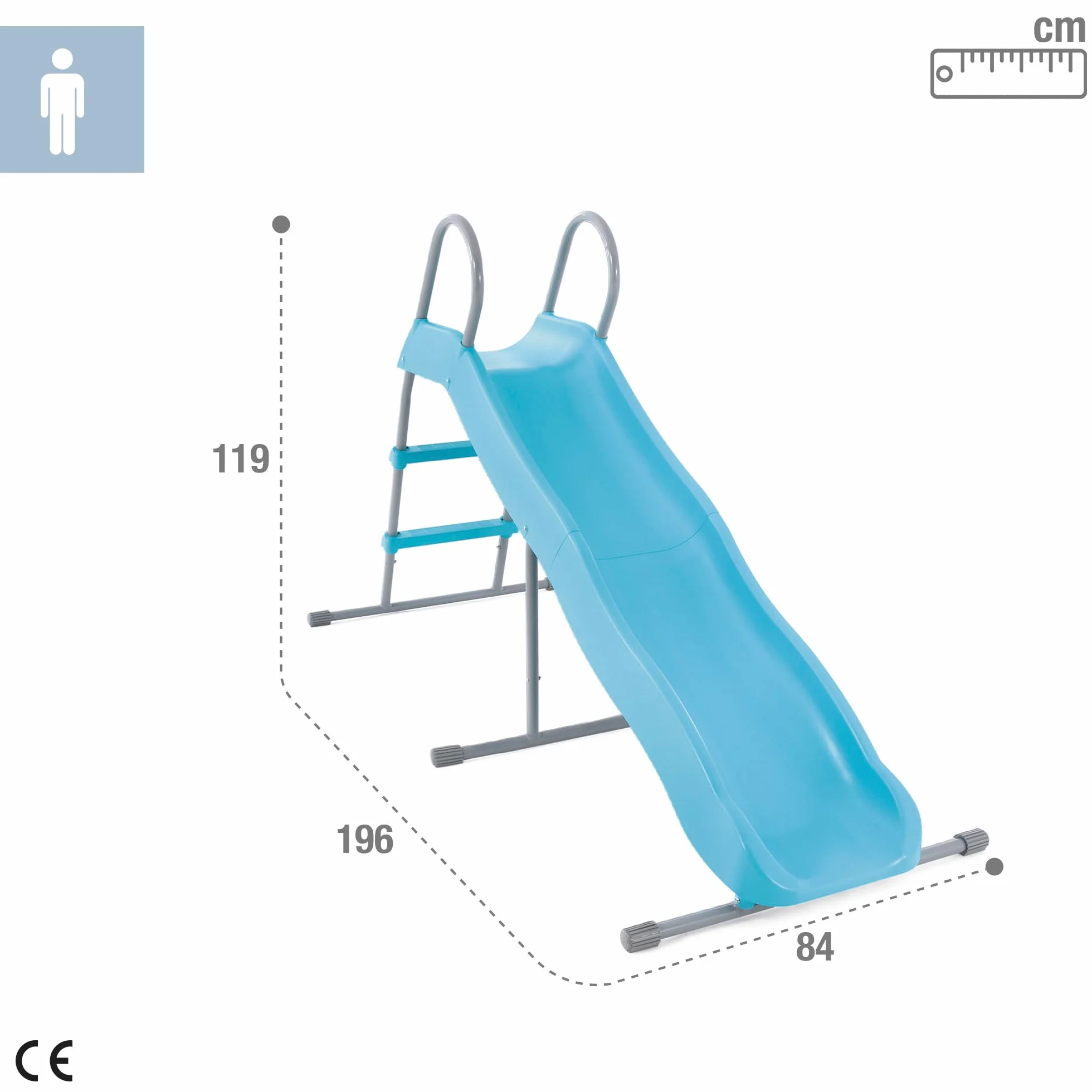 Intex 44106 – Scivolo da Giardino per Bambini, Acciaio e Plastica, Azzurro, 196x84x119 cm