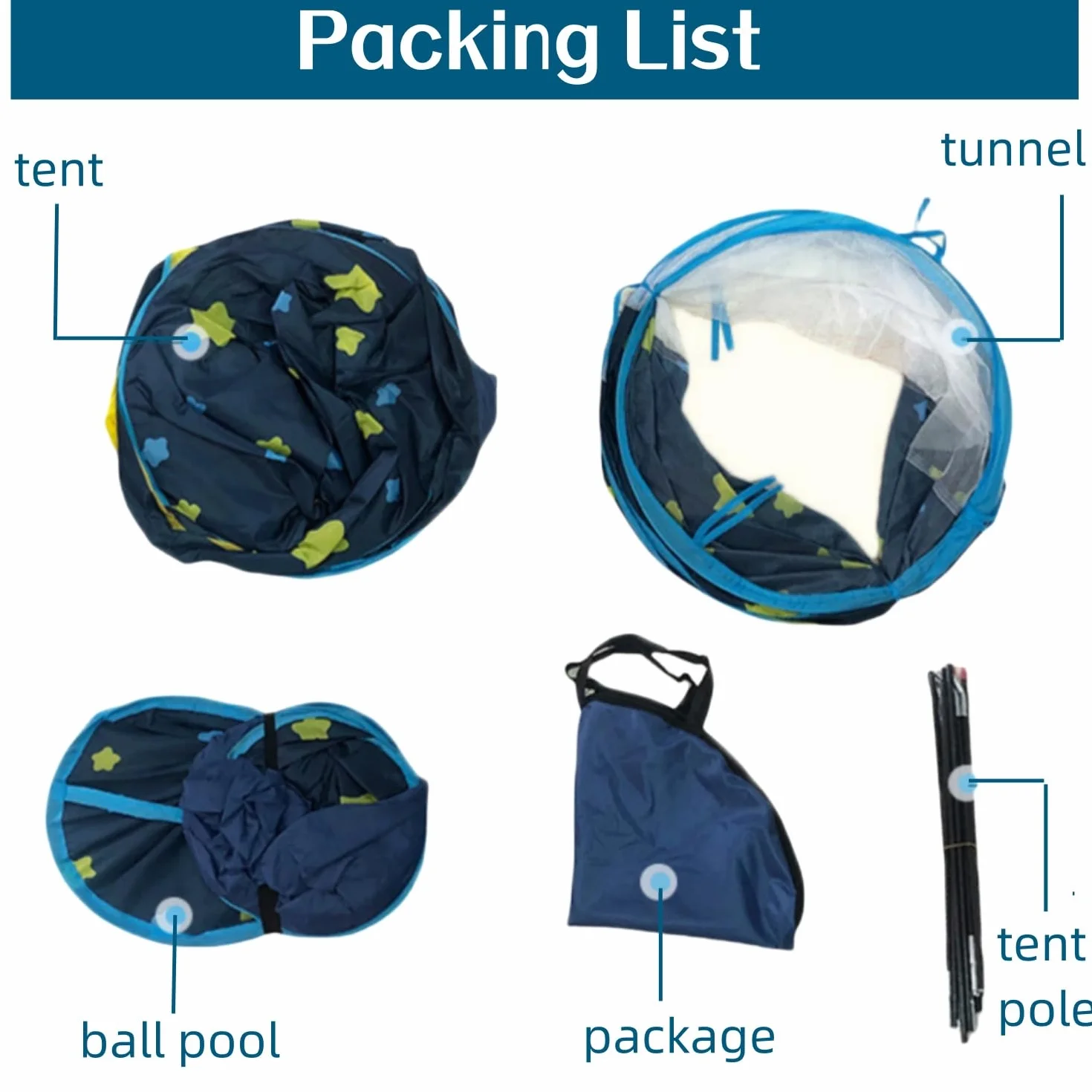Tenda per bambini 3 in 1 con tunnel e vasca per le palline