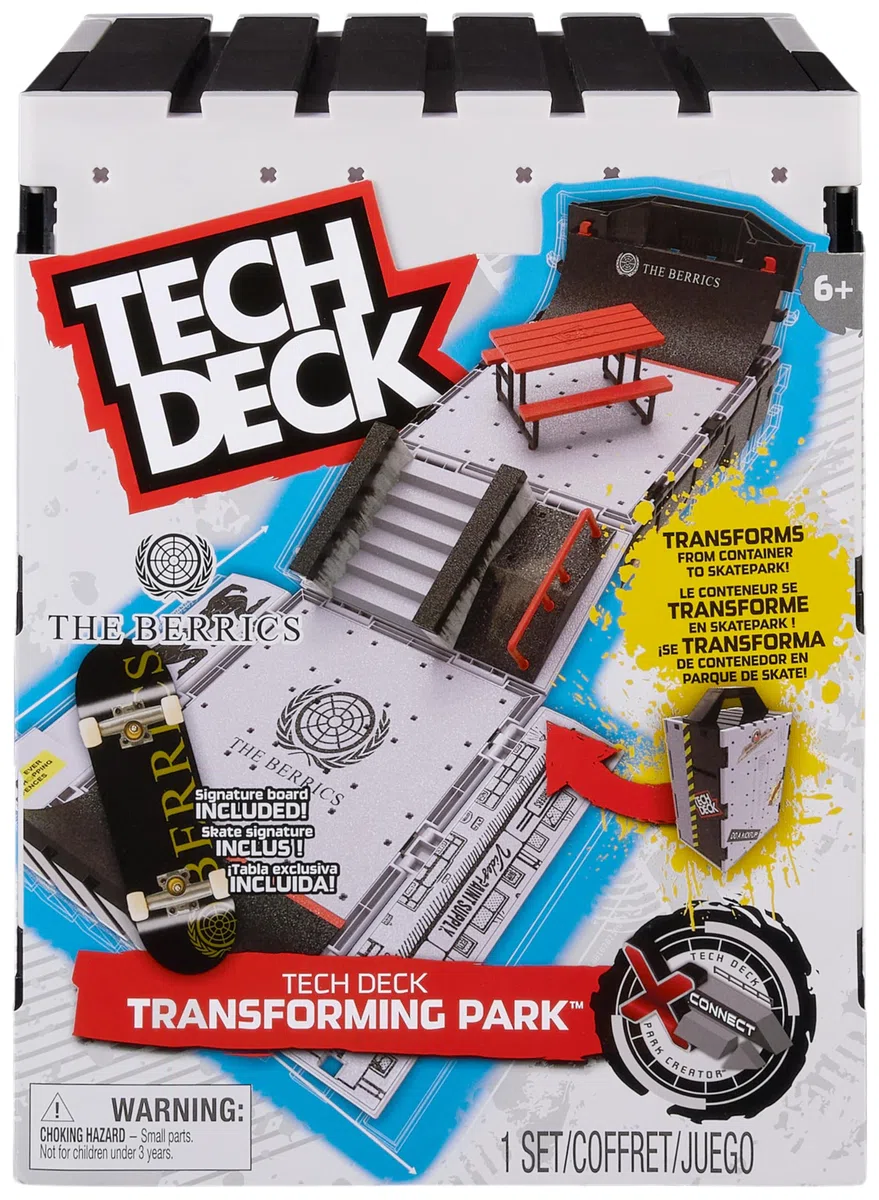 Tech Deck, The Berrics Transforming Park, X-Connect Park Creator, Set di Gioco Pieghevole Largo 76 cm con Custodia e Fingerboard Speciale, Giocattolo per Bambini da 6 Anni in su