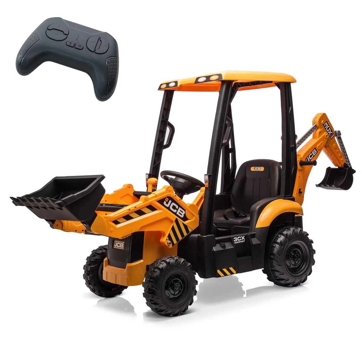 JCB 12V Escavatore Elettrico per Bambini 4 in 1 Giocattolo da Cavalcare con Telecomando