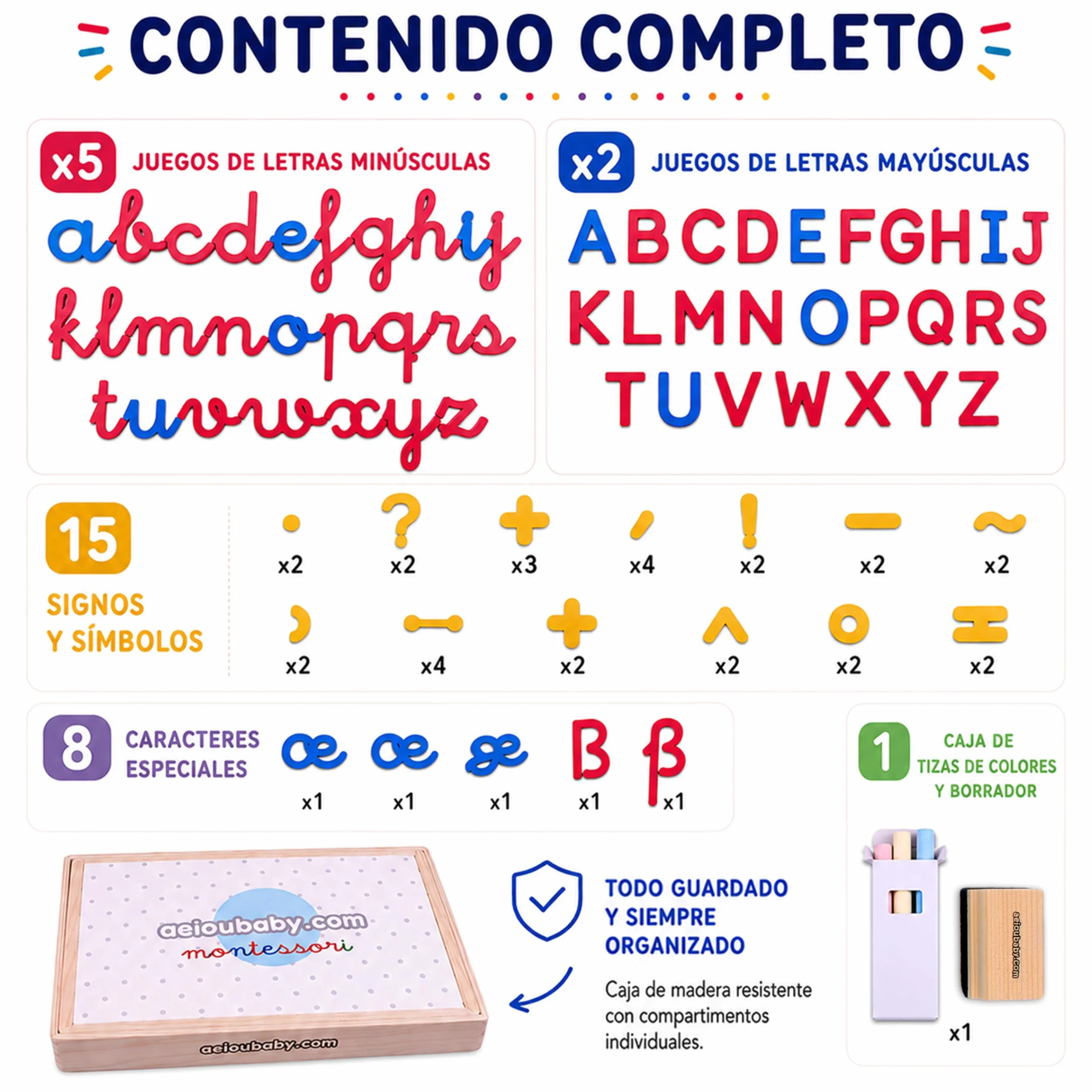 Lettere e numeri magnetici Montessori | Legato Cursive Mobile Legate. Maiuscole, minuscole e cifre in gomma EVA | Lavagna reversibile e scatola di legno | Gioco educativo Imparare a leggere e scrivere