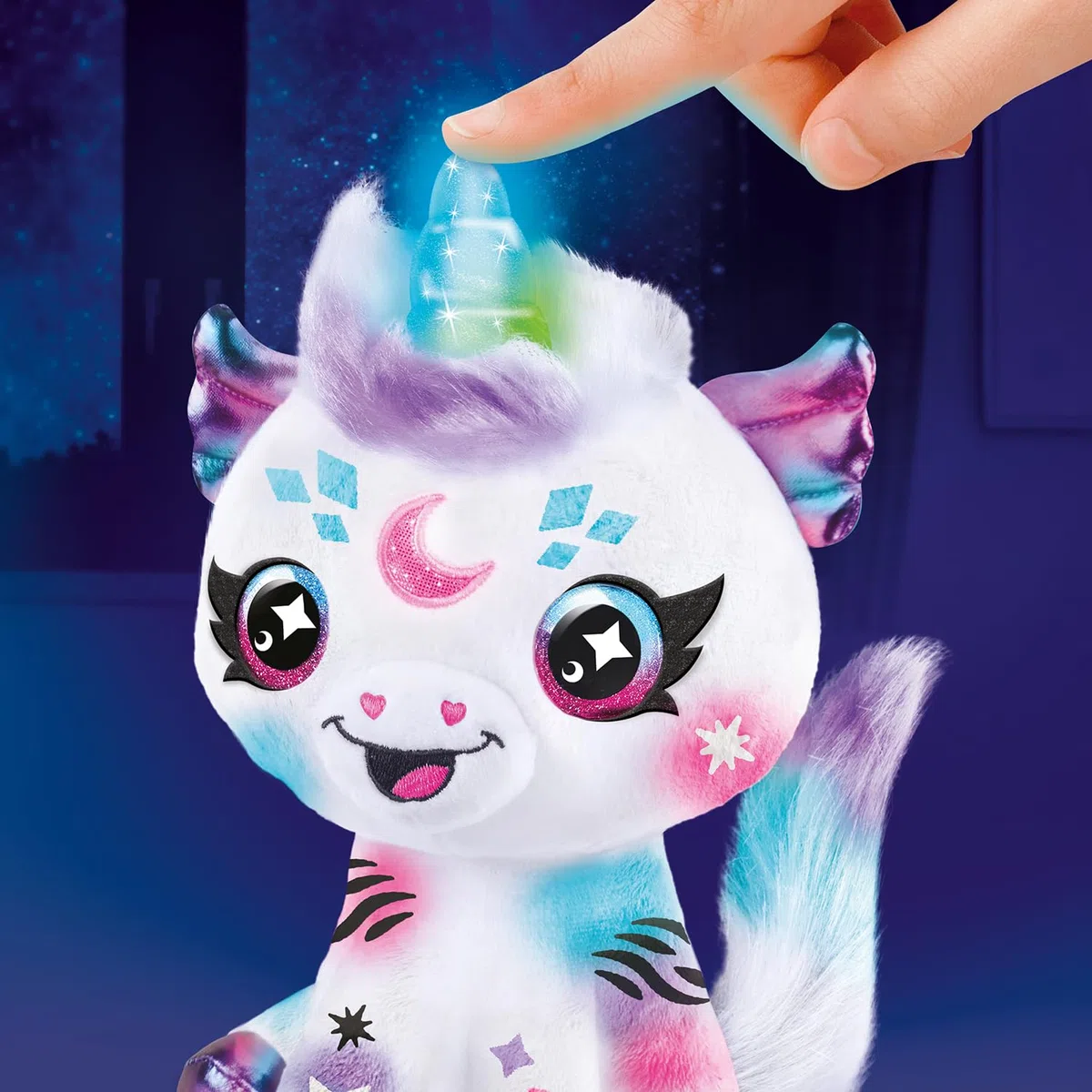 Peluche unicorno cosmico personalizzabile bianco con corno magico
