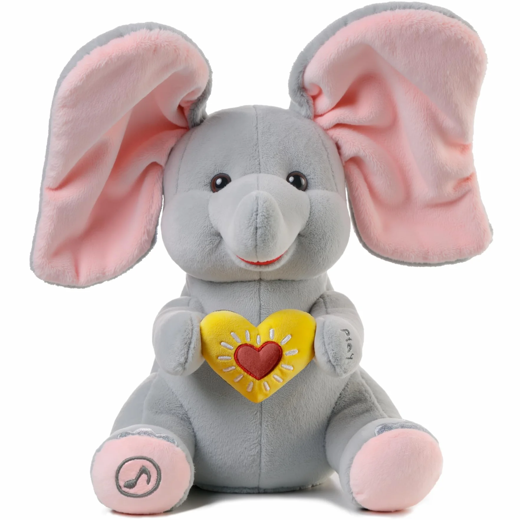 Elefante di Peluche Elettrico Animato con Orecchie Mobili e Musica, Regalo per Bambini