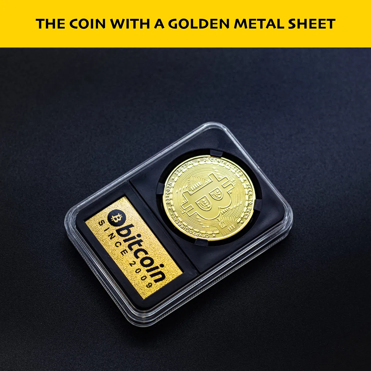 Bitcoin Moneta Fisica Custodia Esposizione Oro Collezione Adesivi