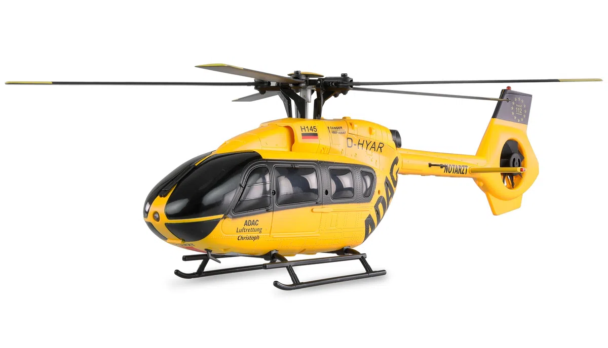 Amewi ADAC H145 - Elicottero Brushless a 6 canali 6G RTF telecomandato RC Heli modello licenza, giallo