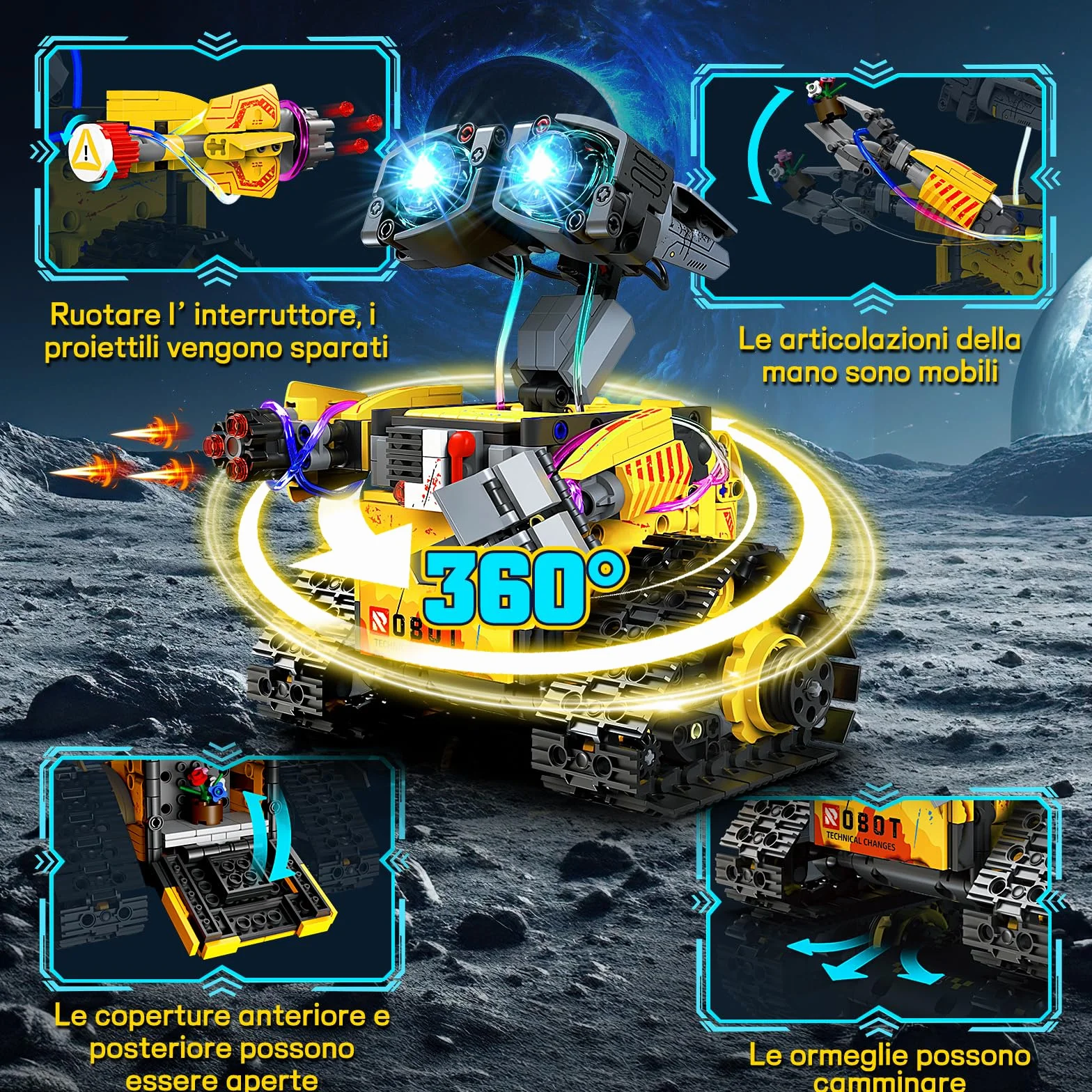 YOOHBERRYS Technic Robot Telecomandati per Bambini, 5-in-1 Kit di Costruzione di Robot Programmabile con App e Telecomando, Regalo Educativo per Ragazzi e Ragazze Dagli 6 ai 12 anni (Giallo)
