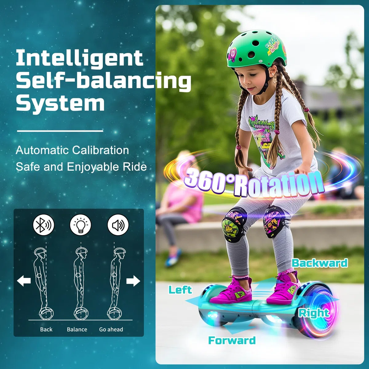 Hoverboard elettrico autobilanciato 6,5 pollici Bluetooth per bambini