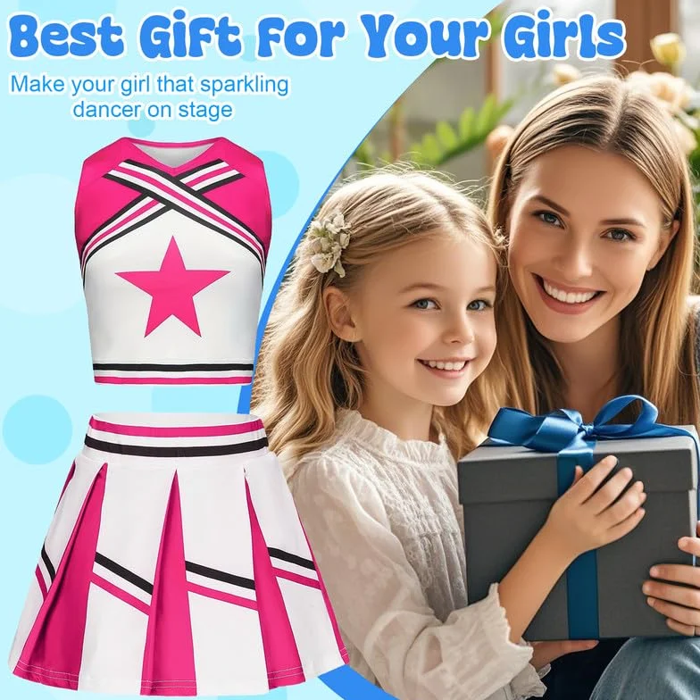 Costume da cheerleader per bambina con pompon e calzini per Halloween Carnevale