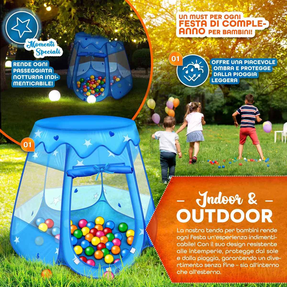 KIDUKU Tenda da gioco per bambini pop up 100 palline borsa Blu