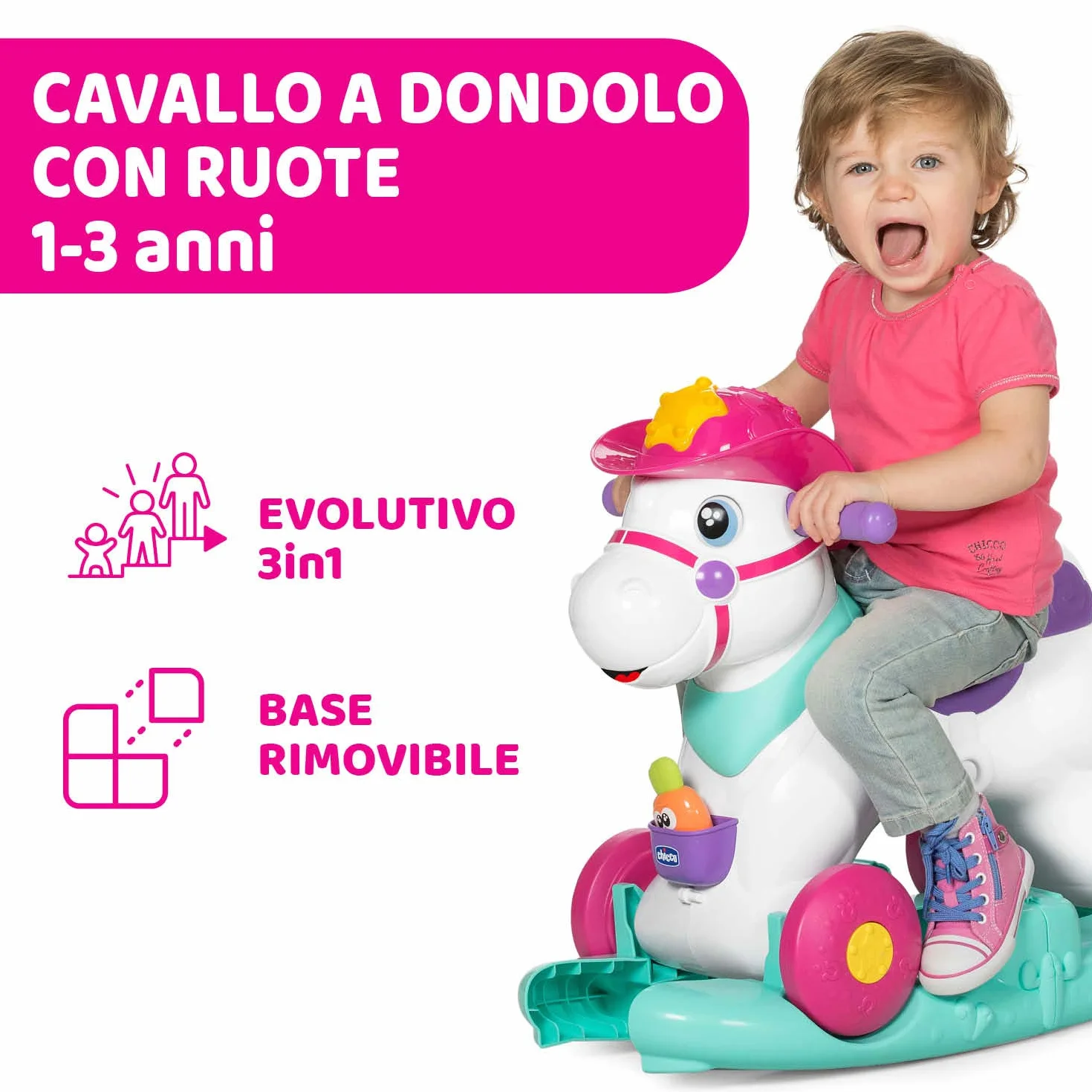 Chicco Miss Rodeo Cavallo a Dondolo, Gioco Interattivo Cavalcabile, Adatto da 1 Anno