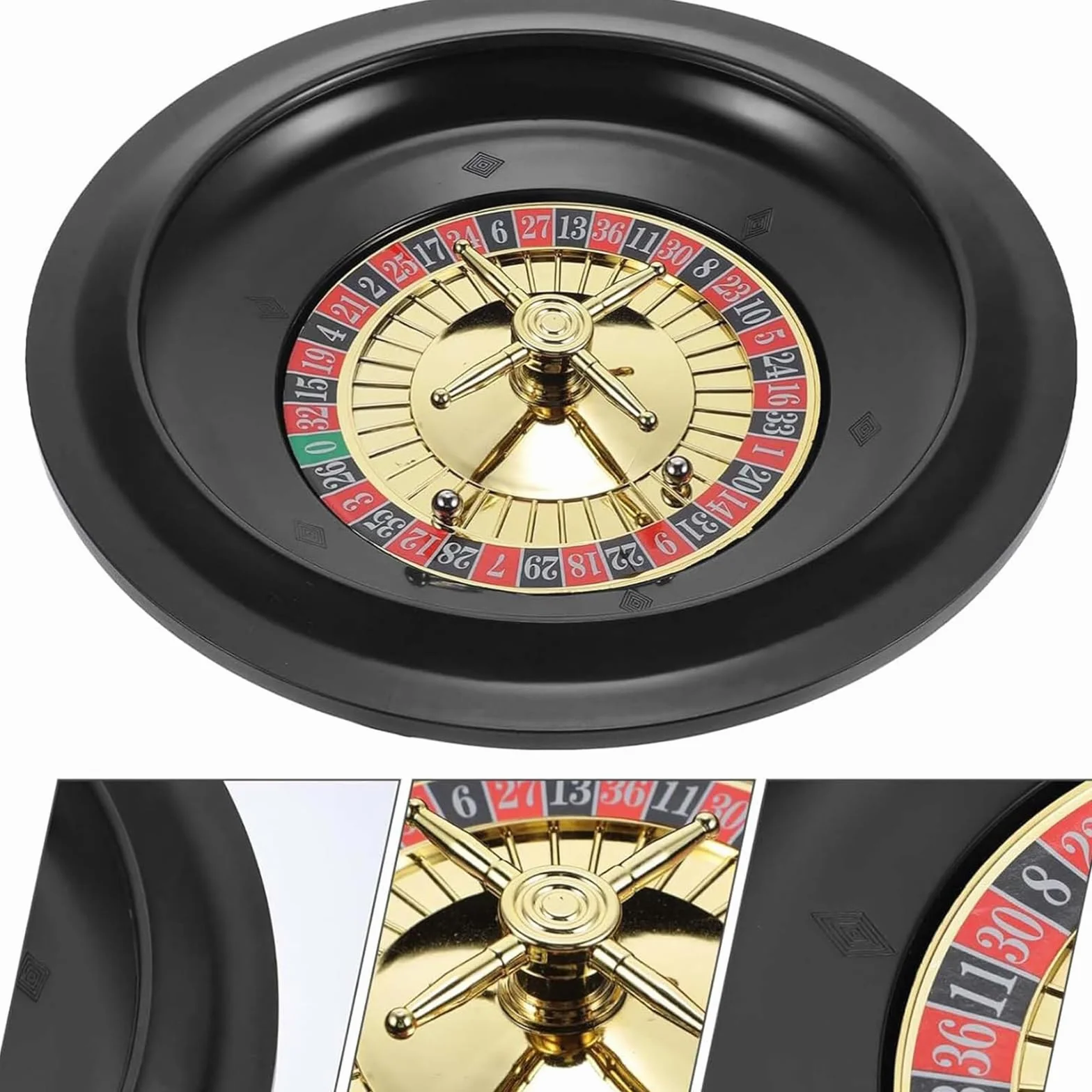 Generico Roulette Portatile per Casinò Ruota della Roulette in Legno Piatto Rotante Cuscinetti di Precisione di qualità del Casinò Torretta in Ottone Cromato Azione