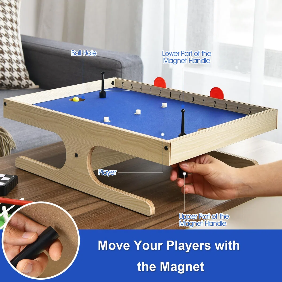 HOMASIS Air Hockey da Tavolo Magnetico con 2 Marcatori, 2 Palle, 3 Magneti - Gioco per Bambini e Adulti