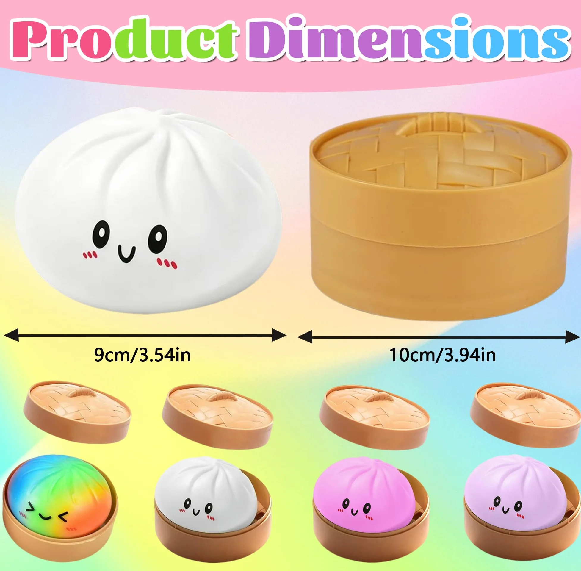 Giocattoli Antistress Gnocco, 4 Pezzi Palline Antistress Gnocco, Dumpling Stress Ball, Dumpling Squishys Toy, giocattolo squishy gnocchi, Glitter Dumpling Squishys, Per Lavoro, Studio, Viaggio E Relax