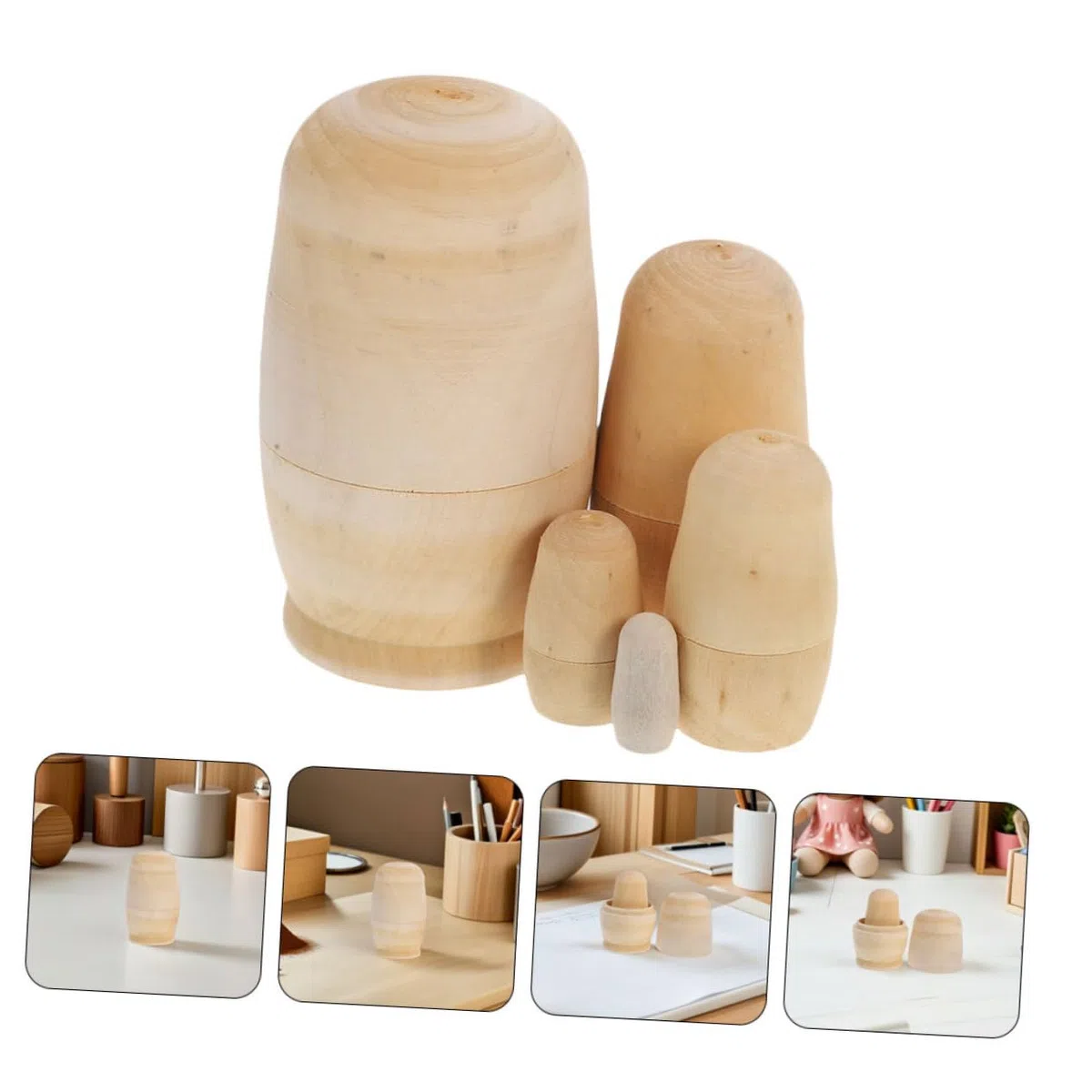 Bambole Russe in Legno Non Verniciate 5 Strati Set per Pittura e Creatività