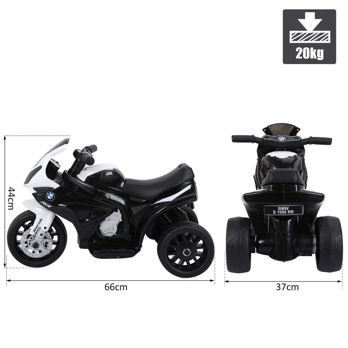 HOMCOM Moto Elettrica per Bambini BMW 20kg 6V 3 Ruote 66x37x44cm