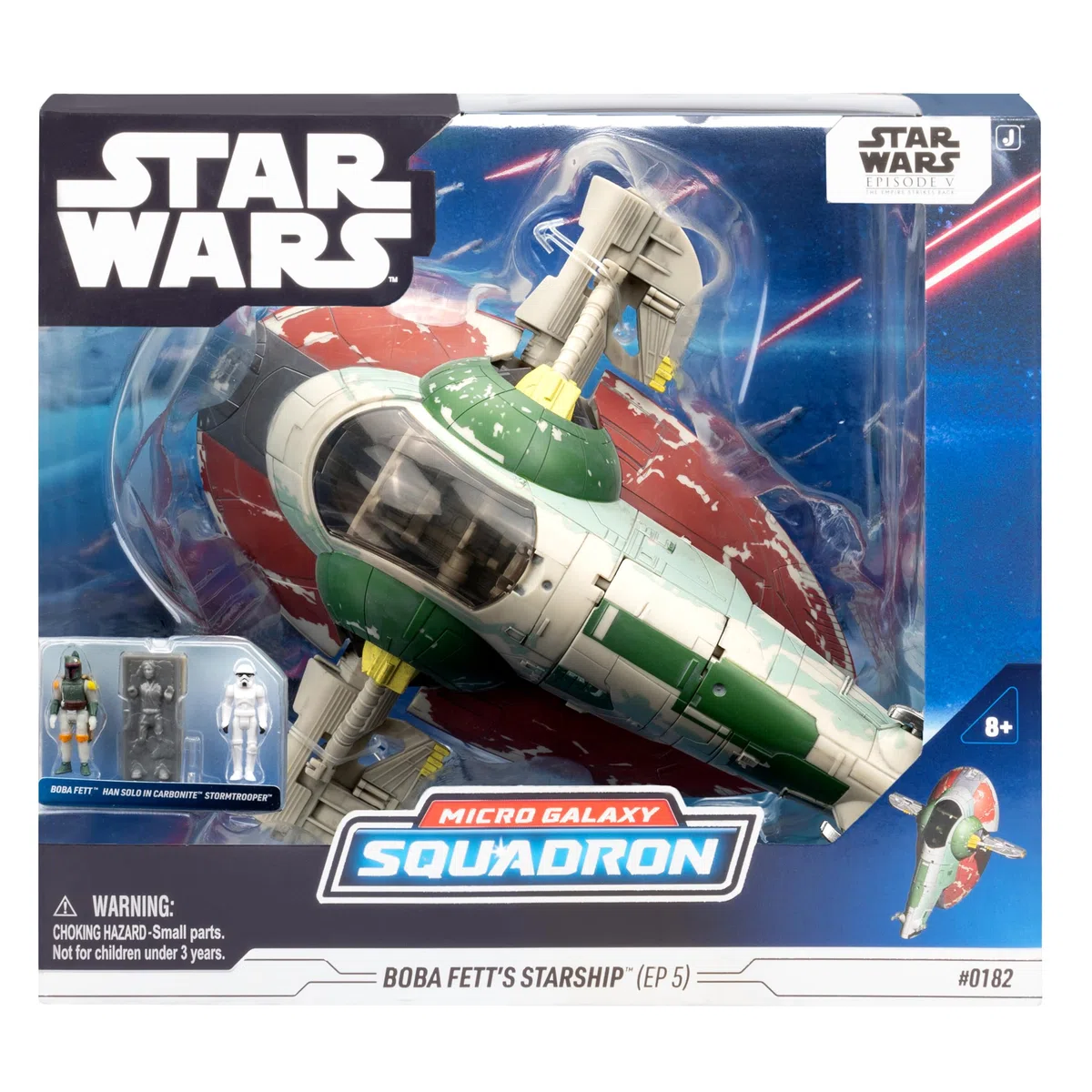 Jazwares Star Wars Micro Galaxy Squadron Boba Fett's Starship (Ep 5) - Veicolo da 7 pollici con espositore di volo e tre accessori per micro figure da 2,5 cm