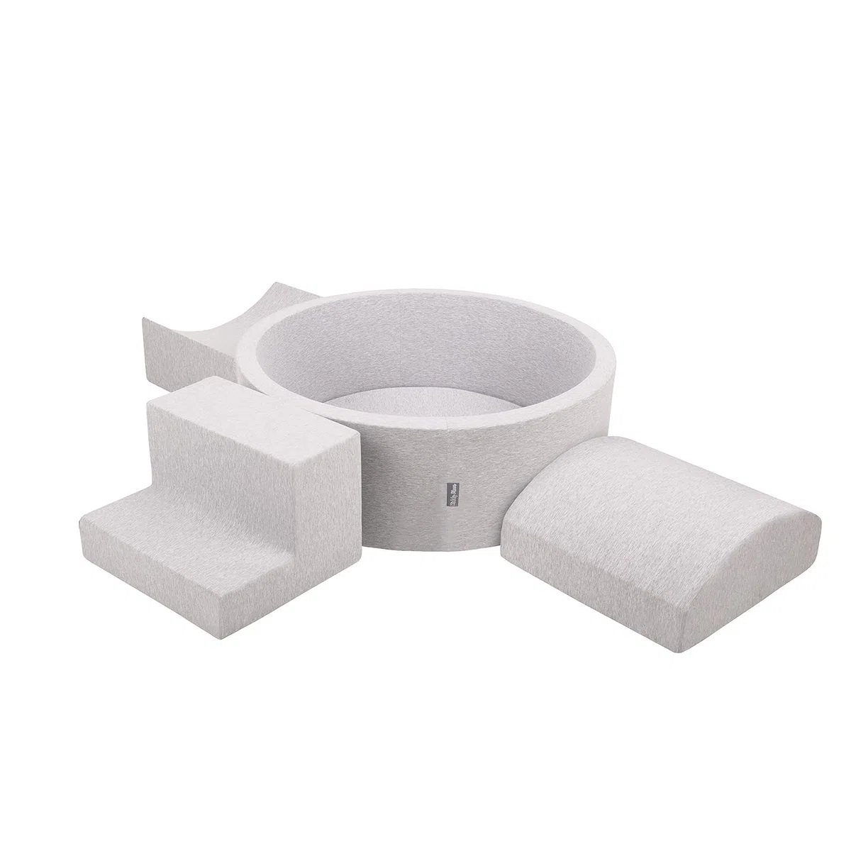 KiddyMoon Area di Gioco in Schiuma con Tondo Piscina di Palline (200 Palline) per Bambini, Grigioch:Perla/Grigio/Trasparente/Rosa Chiaro
