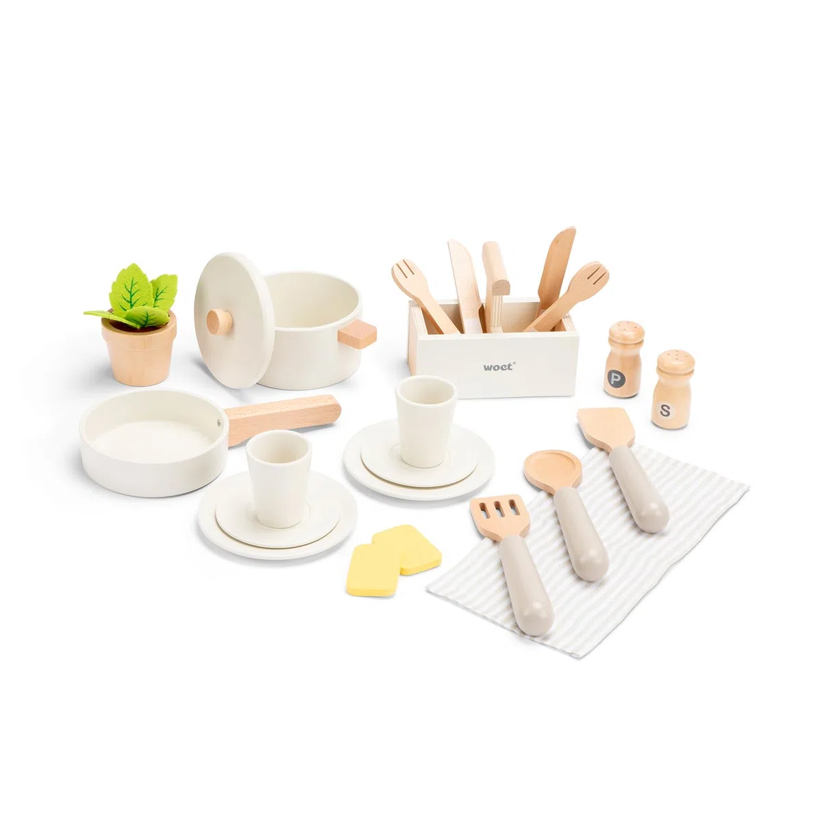 Woet® Cucina Giocattolo in Legno con Lavastoviglie per Bambini - Forno, Lavandino e 23 Accessori - Set Chef di Imitazione - Dai 3 Anni in Su
